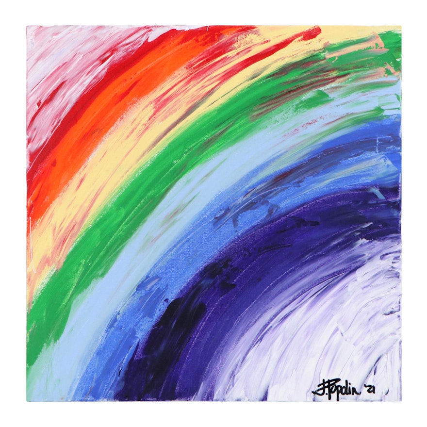 J. Popolin Acrylic Painting "The Rainbow," 2021