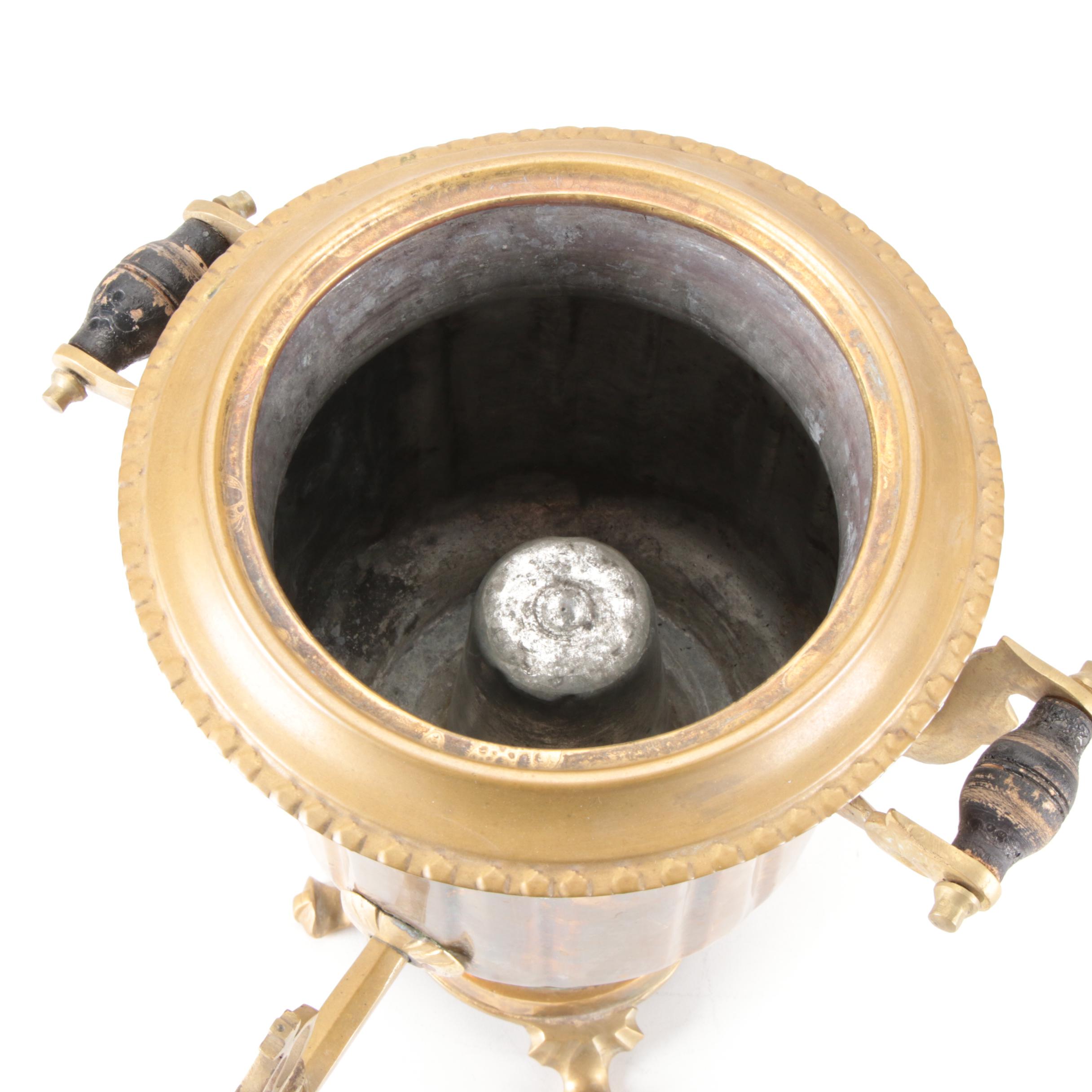 Garanti Semaverleri Turkish Brass Samovar with Drip Tray, Bowl, and Teapot