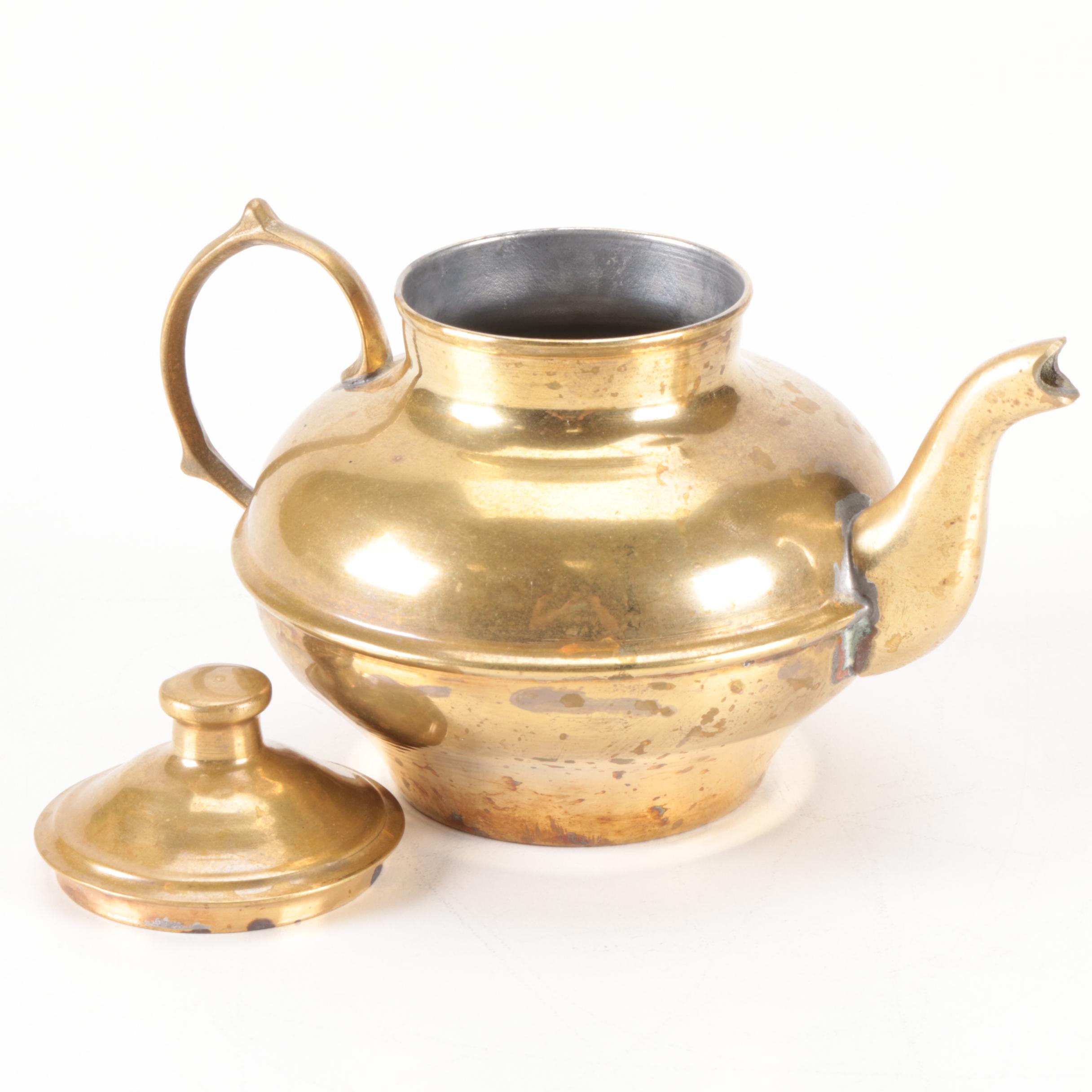Garanti Semaverleri Turkish Brass Samovar with Drip Tray, Bowl, and Teapot