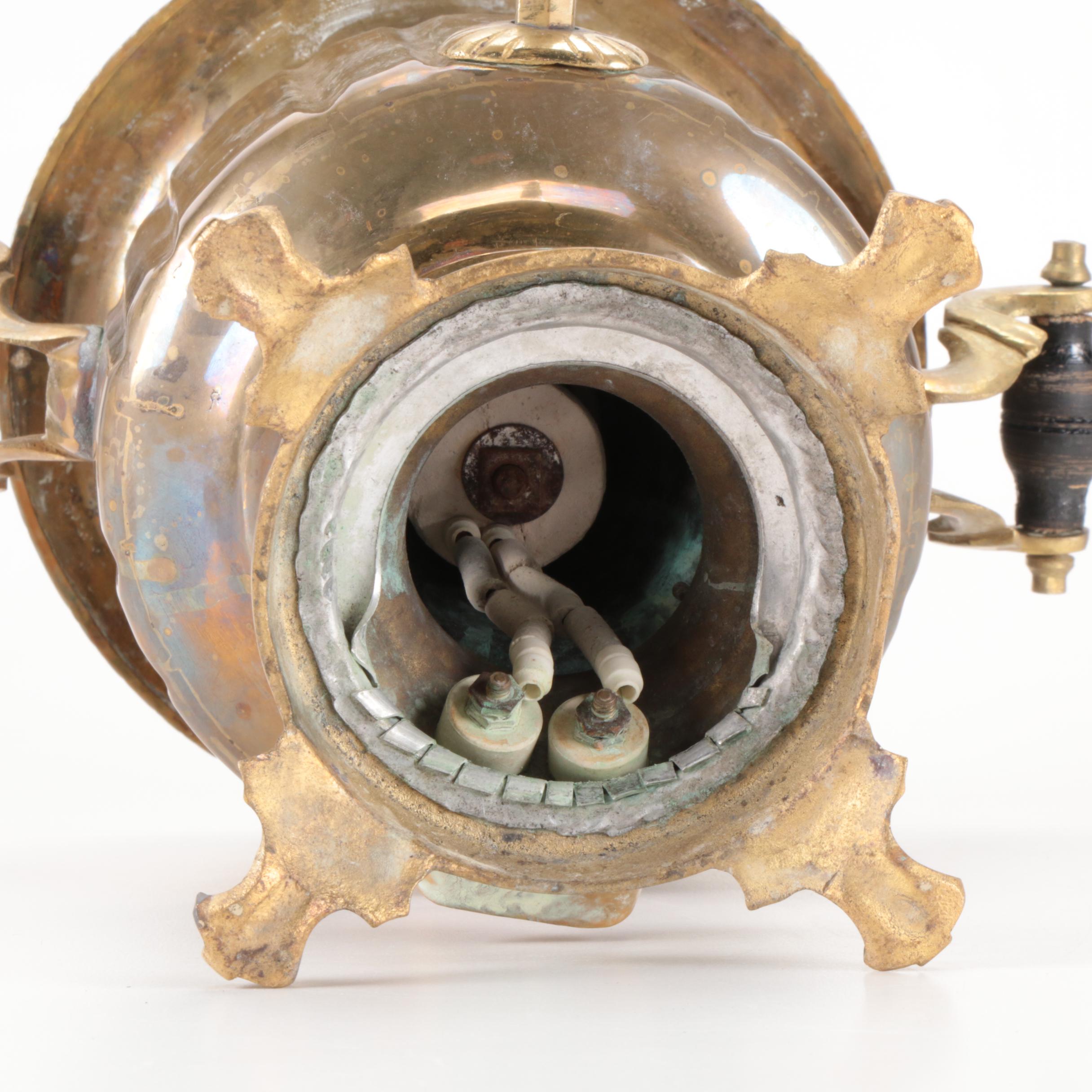 Garanti Semaverleri Turkish Brass Samovar with Drip Tray, Bowl, and Teapot