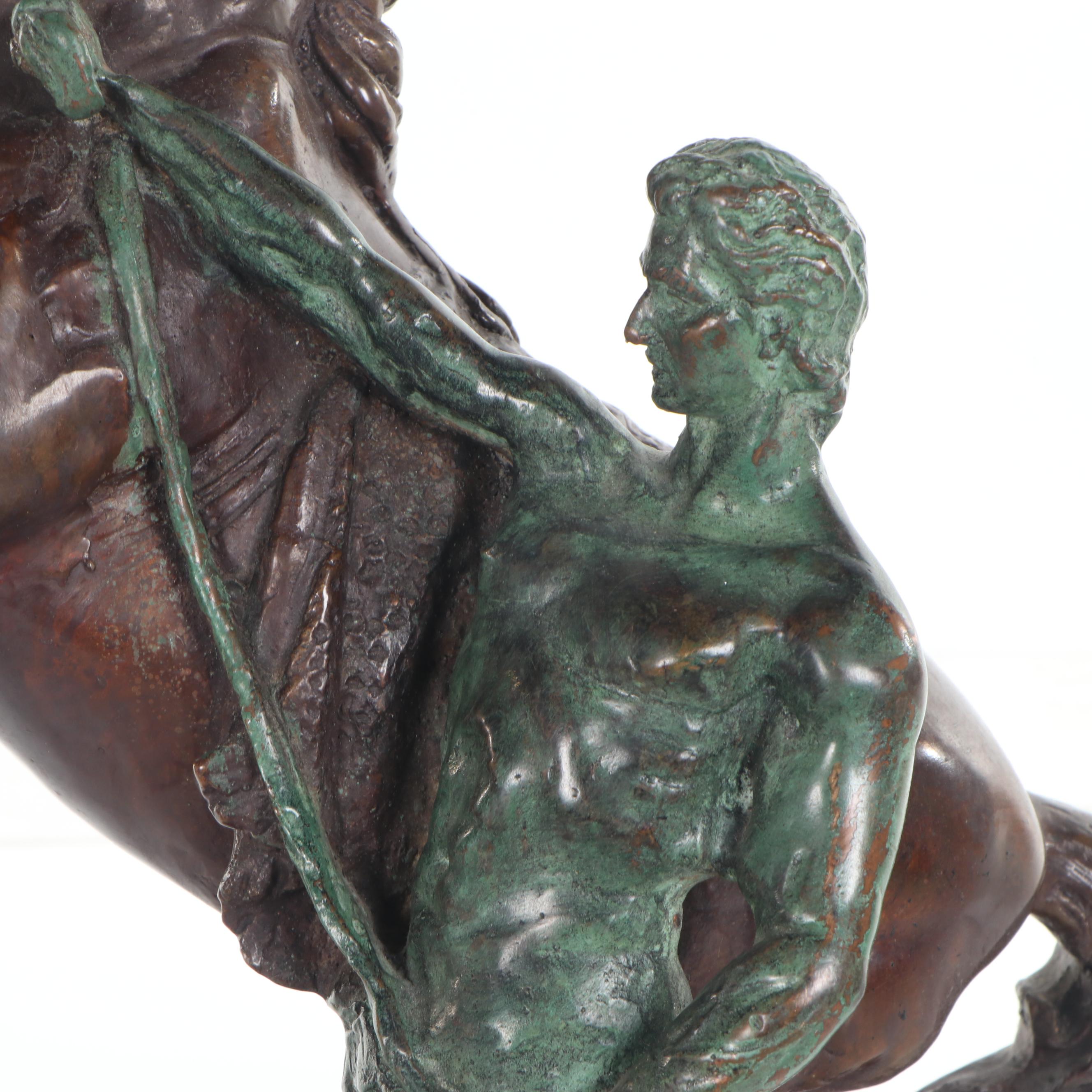 Maitland-Smith Bronze Sculpture of Classical Style Figure and Horse