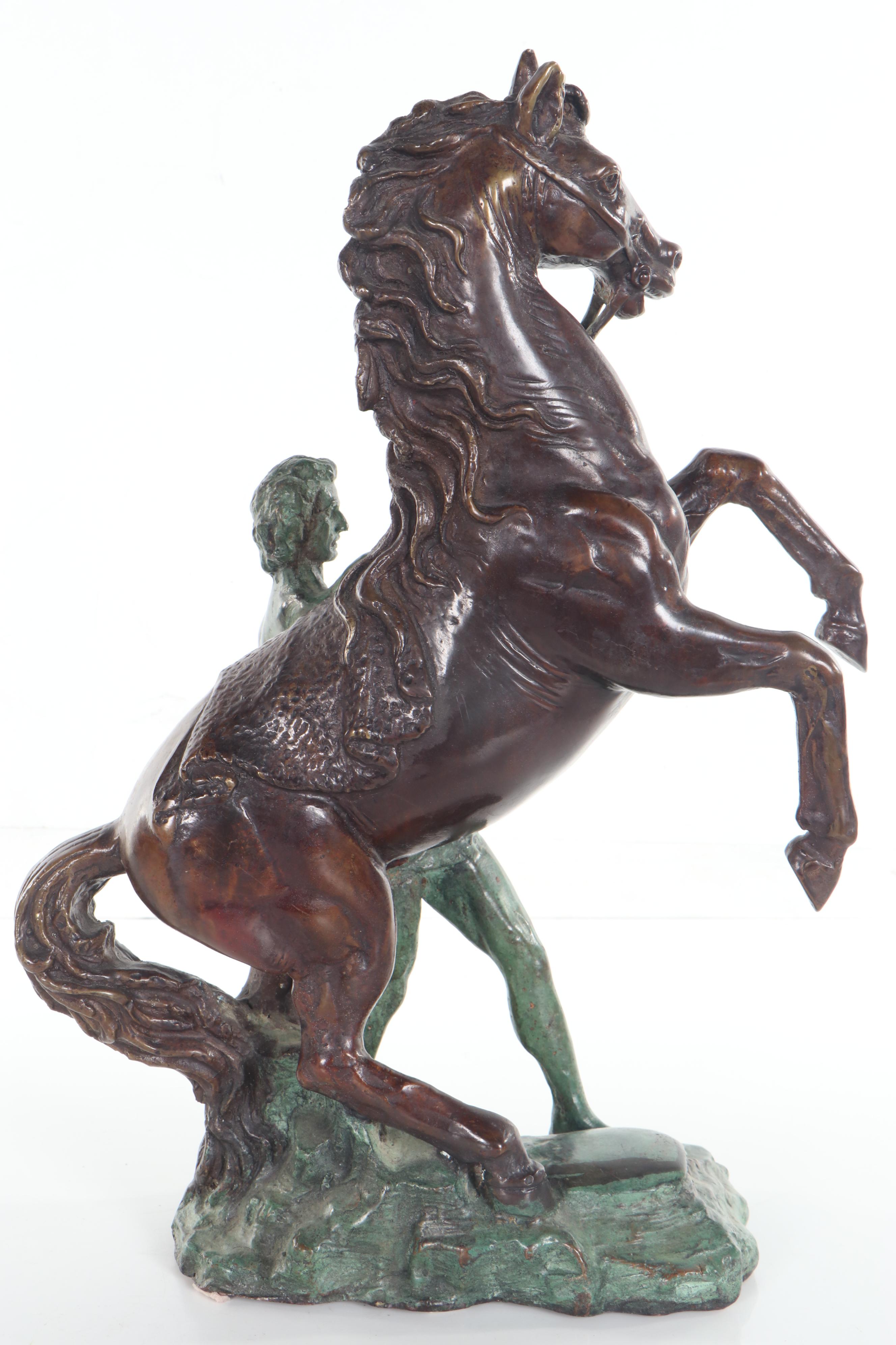 Maitland-Smith Bronze Sculpture of Classical Style Figure and Horse