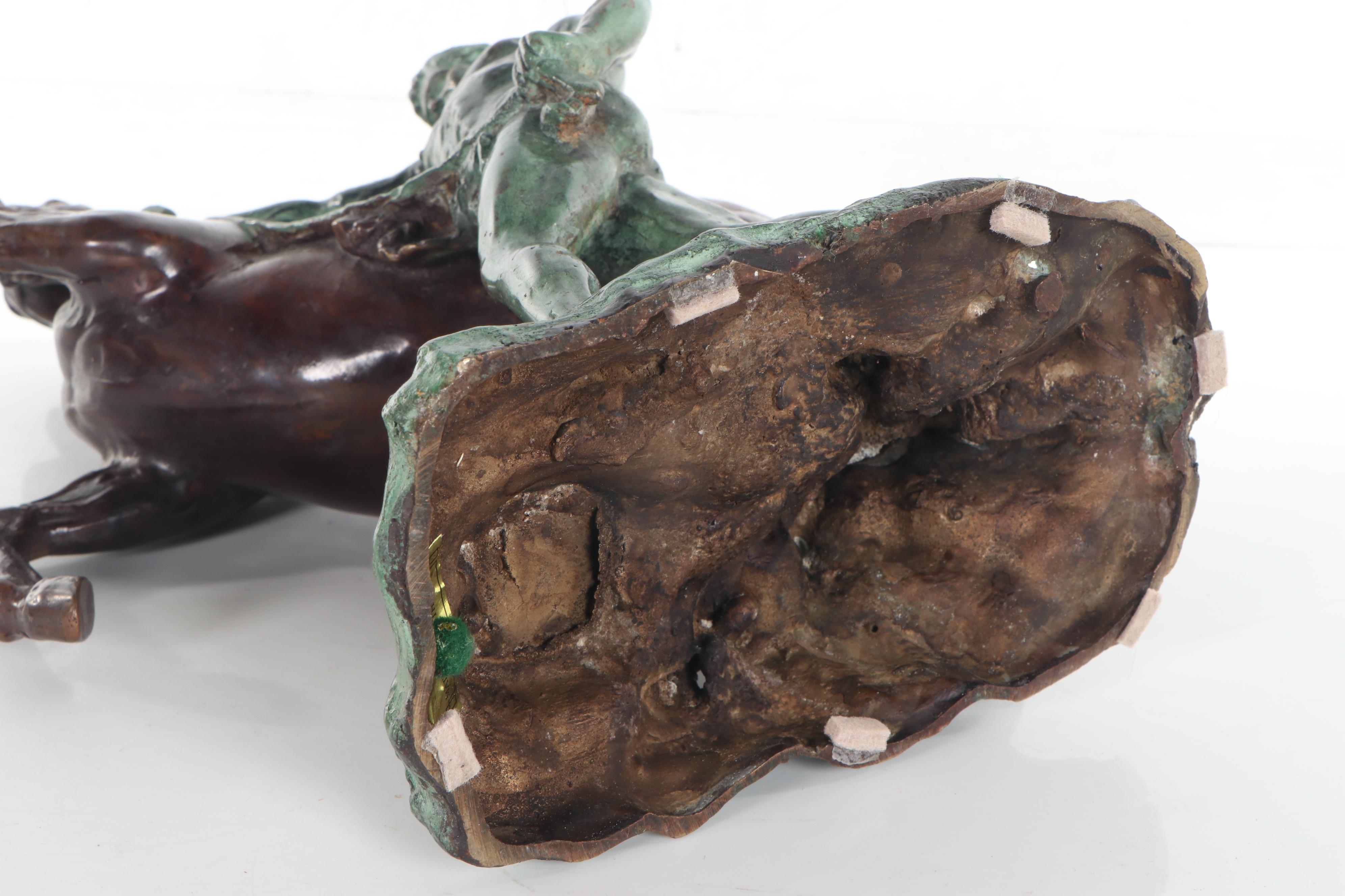 Maitland-Smith Bronze Sculpture of Classical Style Figure and Horse