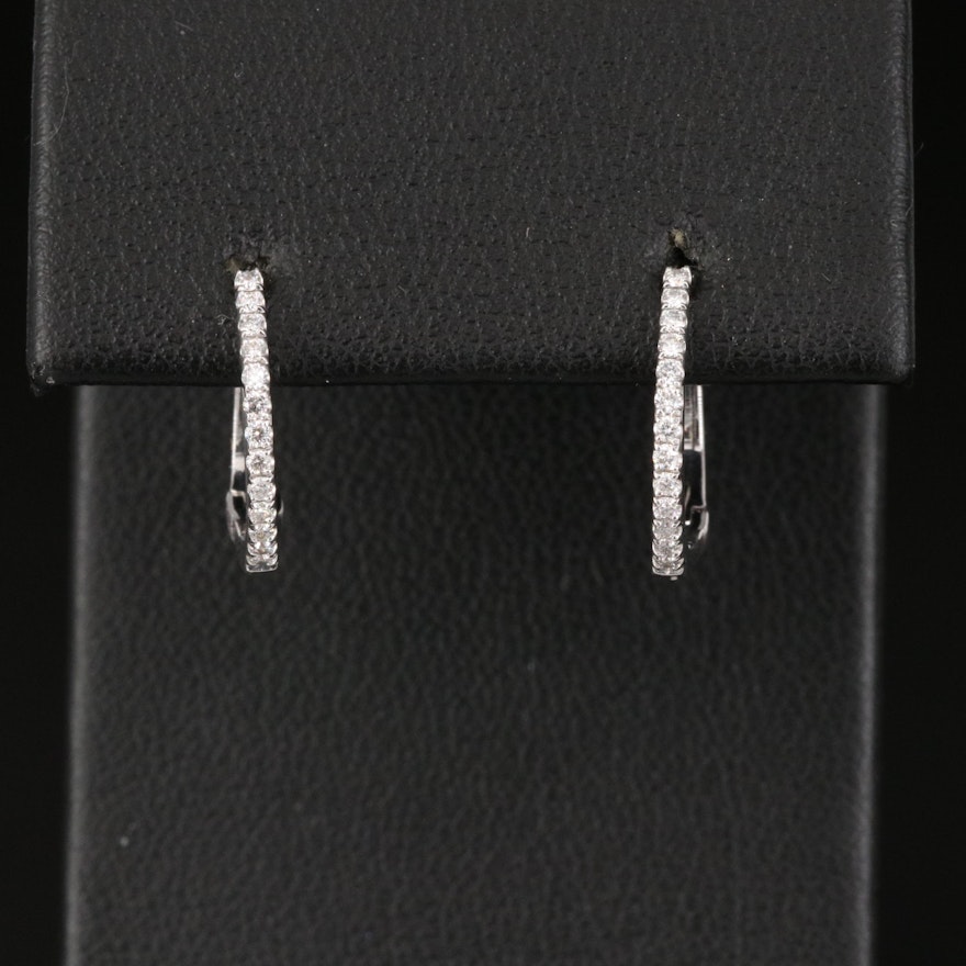 14K Diamond Hinged Huggie Earrings