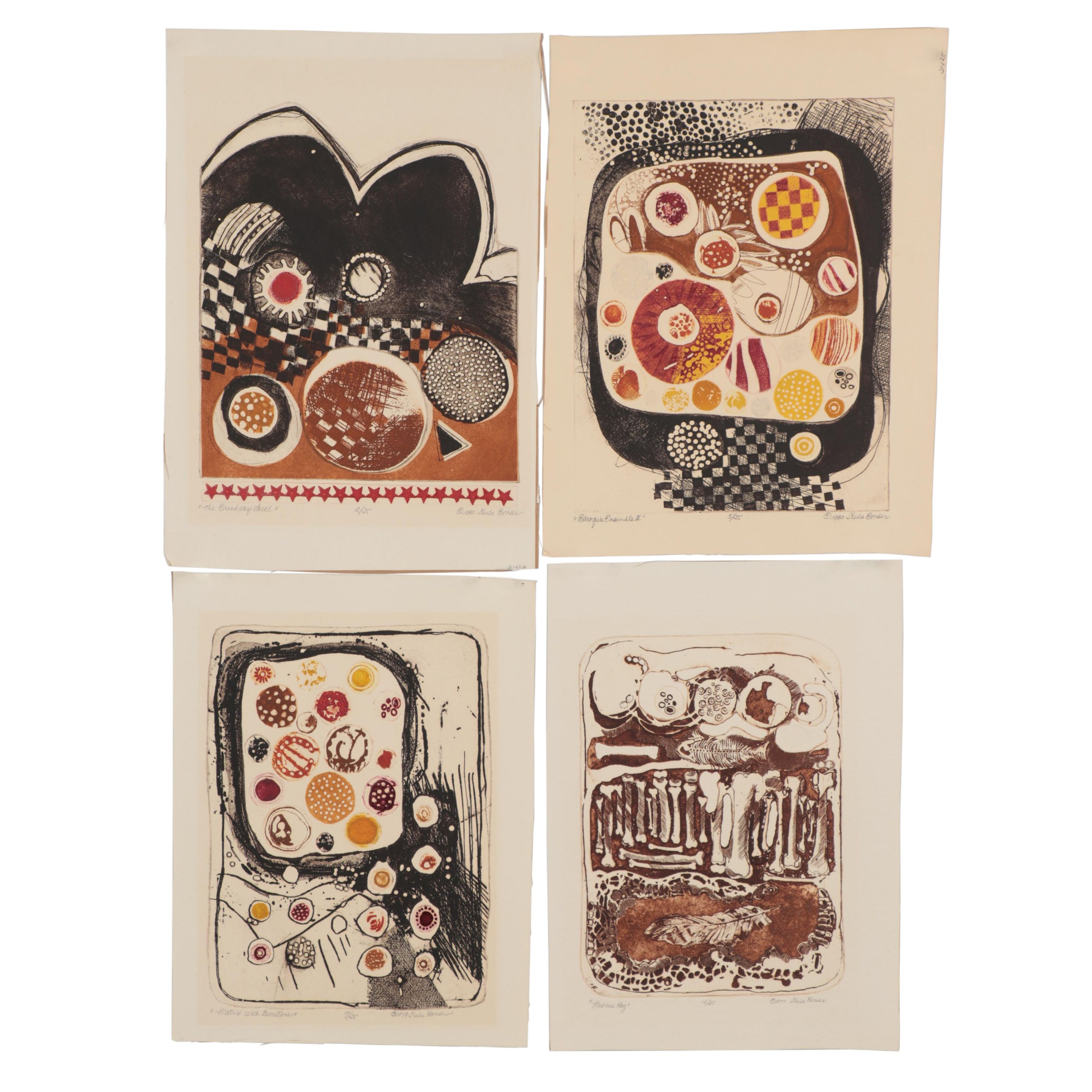 Sheila Bonser Relief Collagraphs, circa 1980