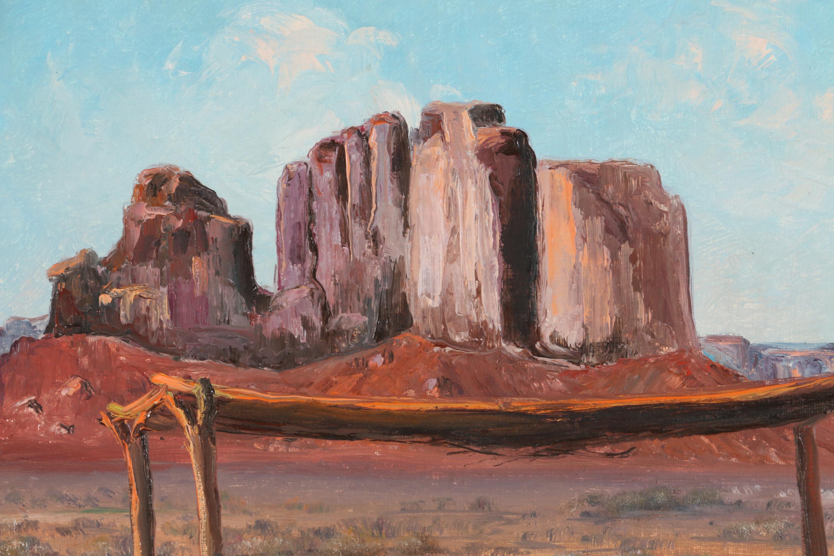 Lloyd R. Thorsten Oil Painting of Native American Mother and Children