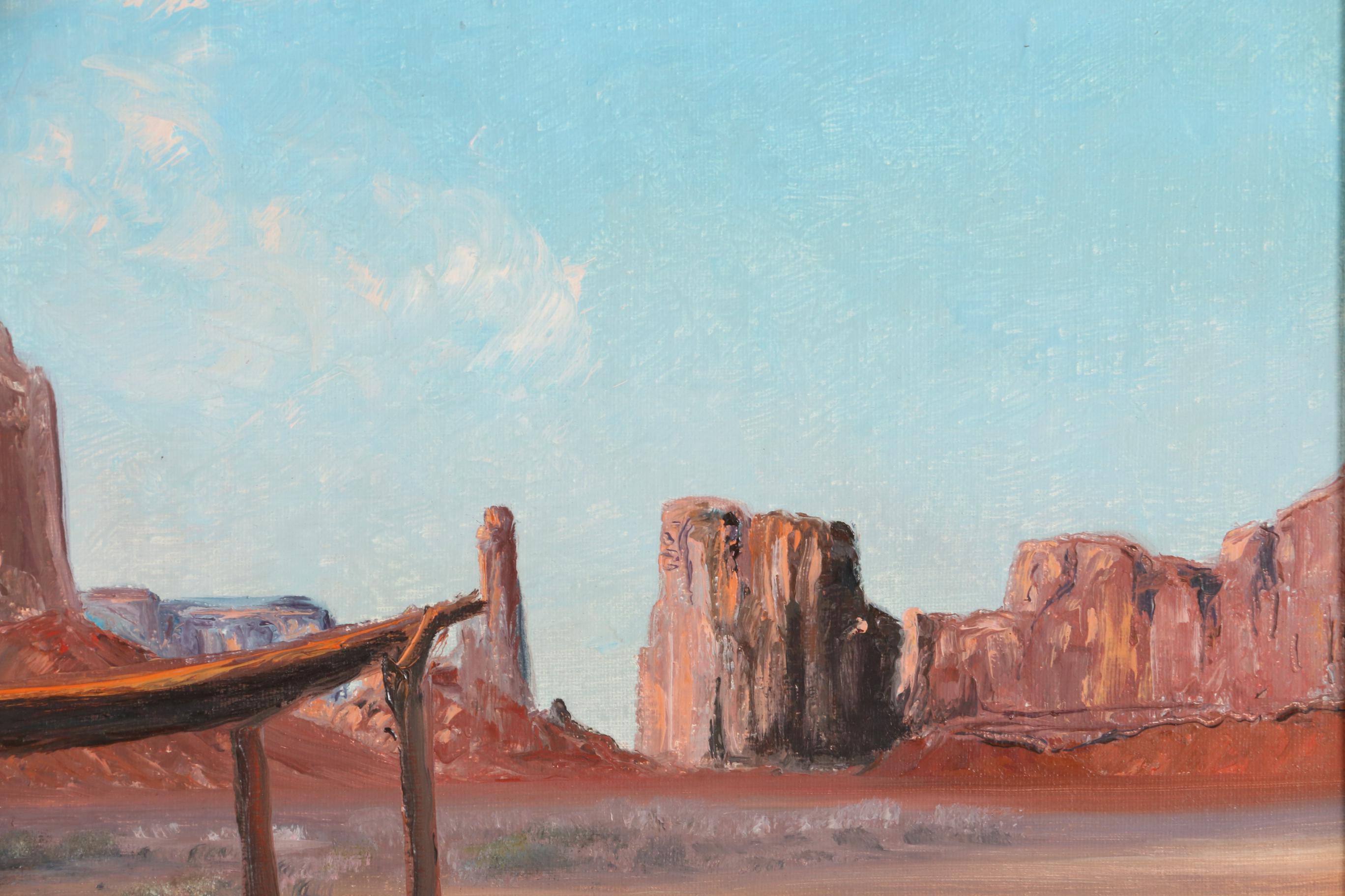 Lloyd R. Thorsten Oil Painting of Native American Mother and Children