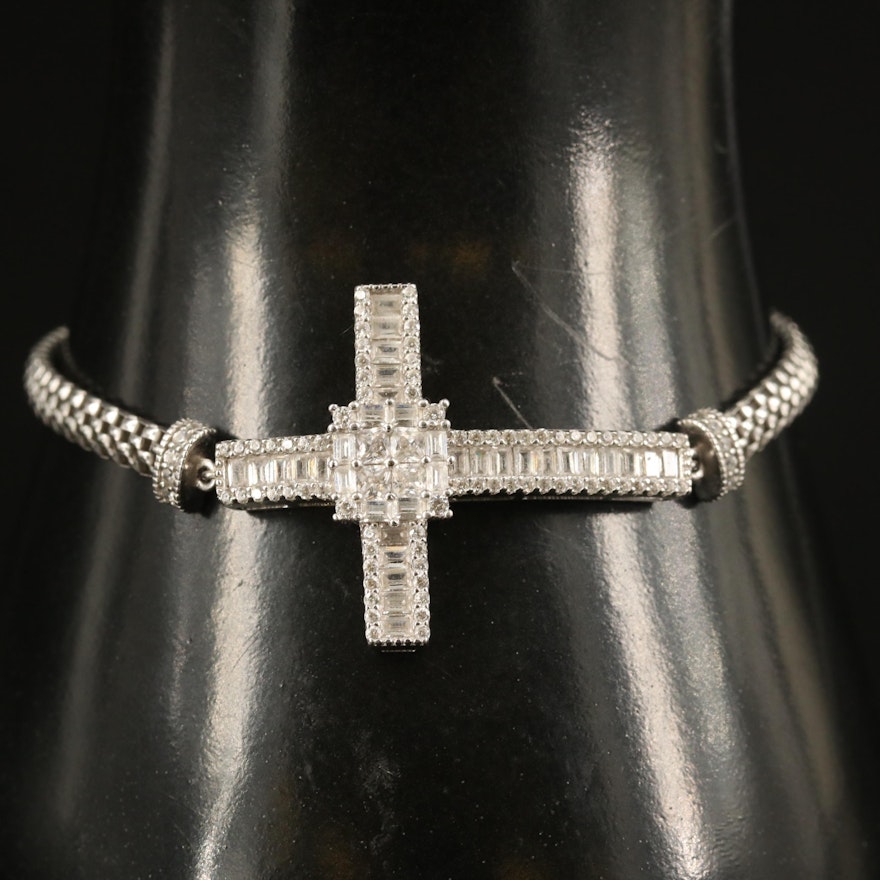 Sterling Cubic Zirconia Cross Bracelet