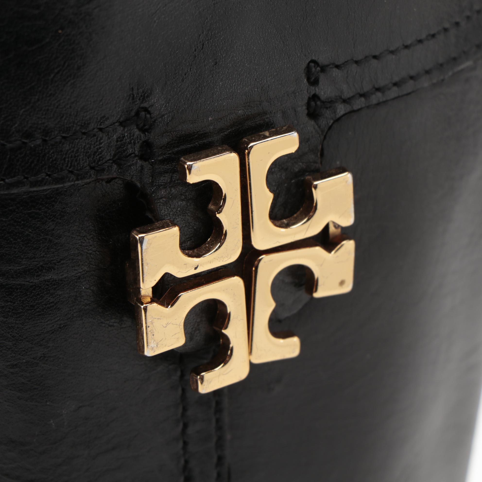 Tory Burch Eloise Black Leather Riding Boots