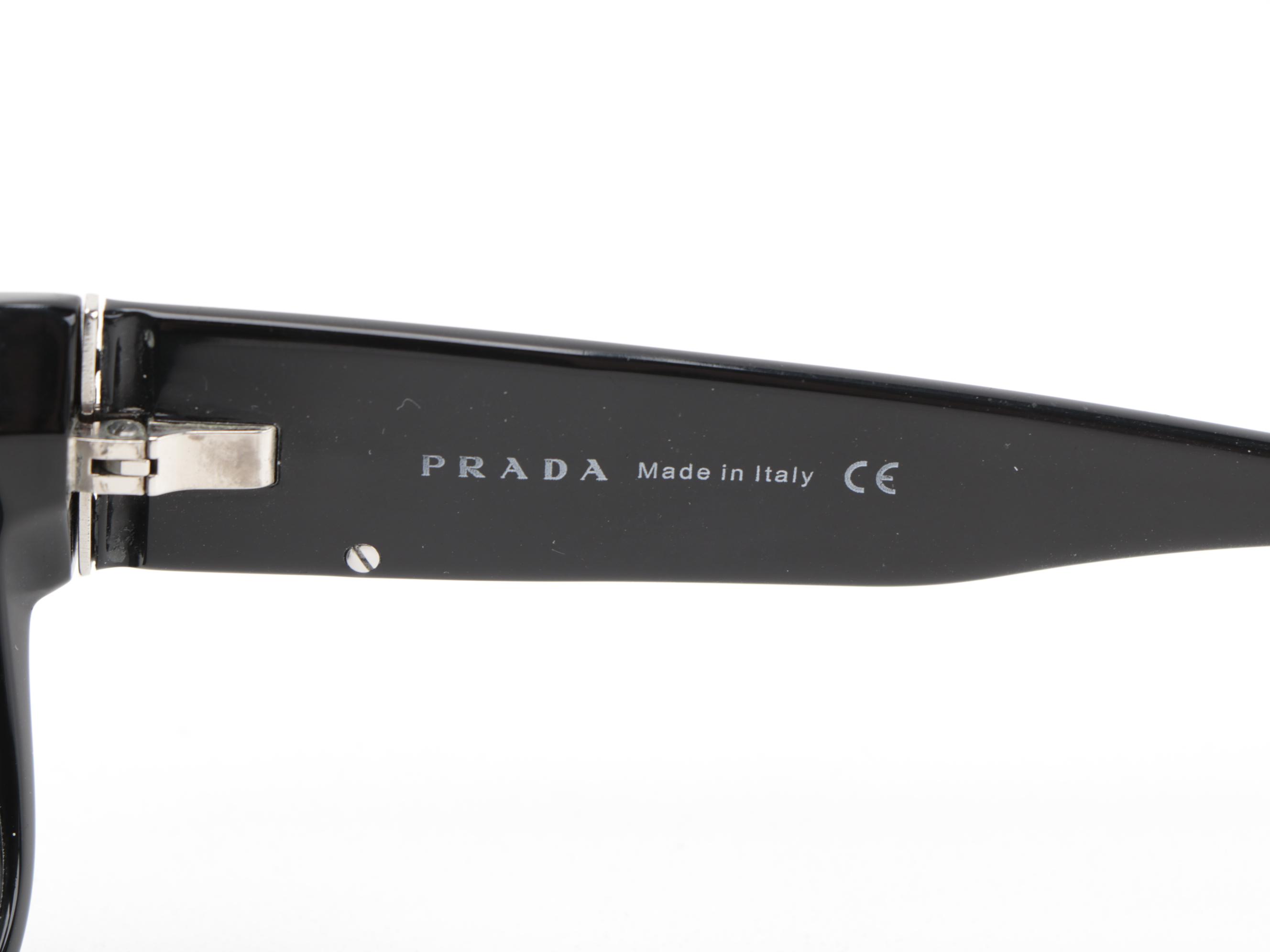 Prada SPR 18H Black Oversized Rectangular Sunglasses with Case