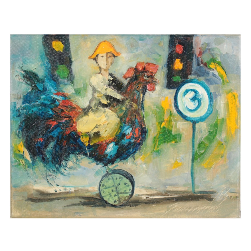 Garncarek Aleksander Oil Painting "Na Kogucie (On the Rooster)"