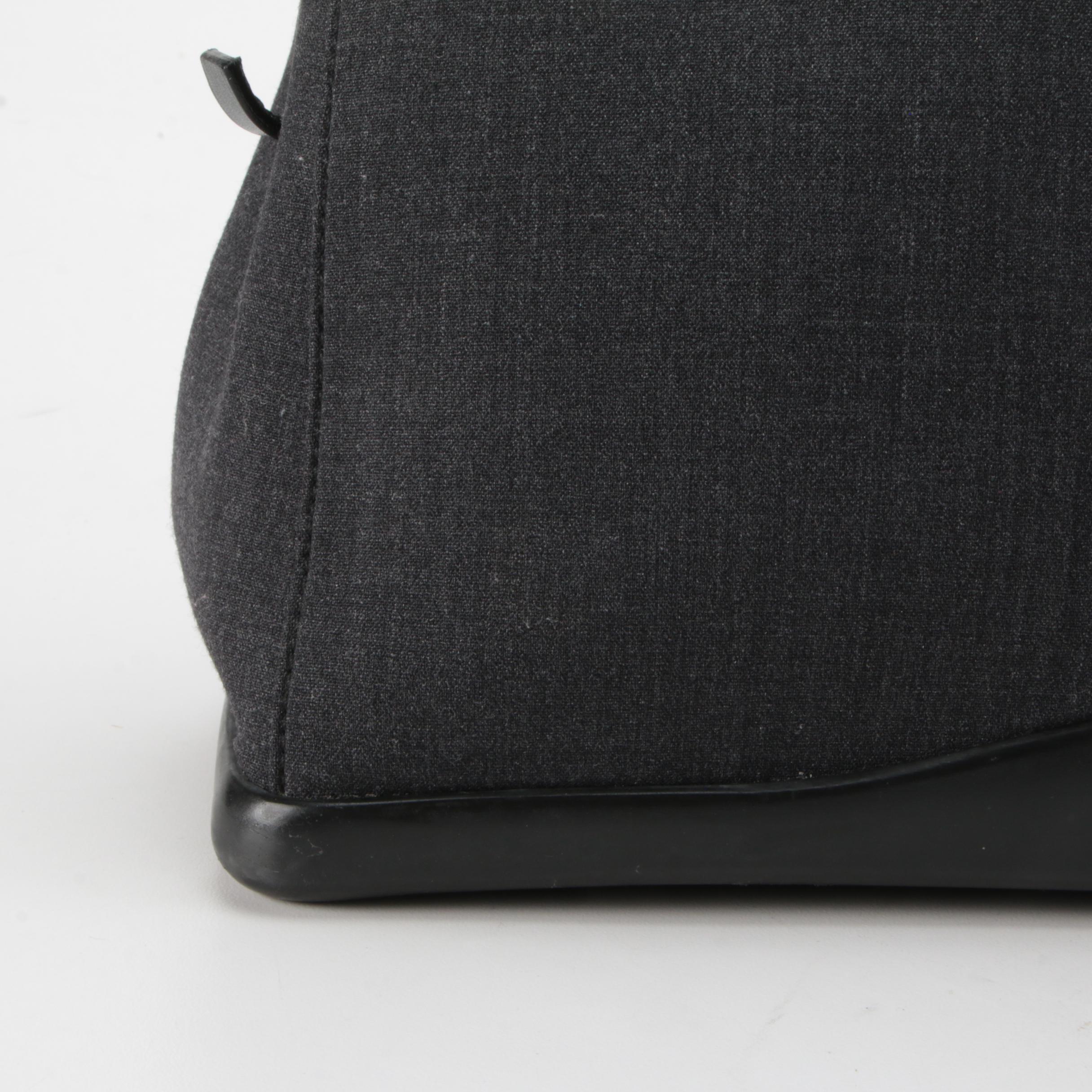 Prada Tote Bag in Grey Nylon Textile and Black Leather