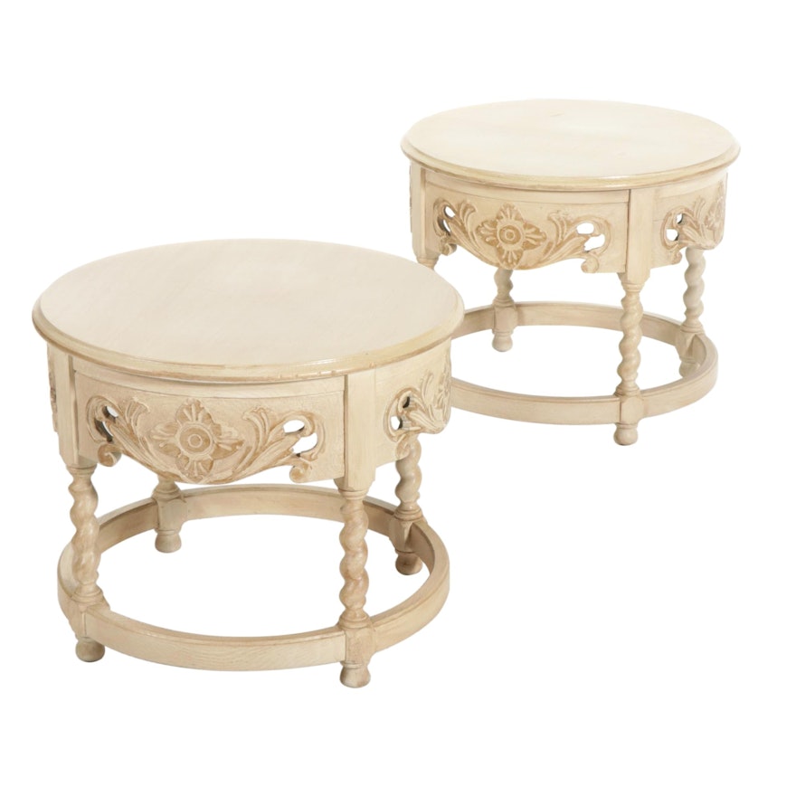 Pair of Weiman Louis XIII Style Side Tables, Mid 20th Century