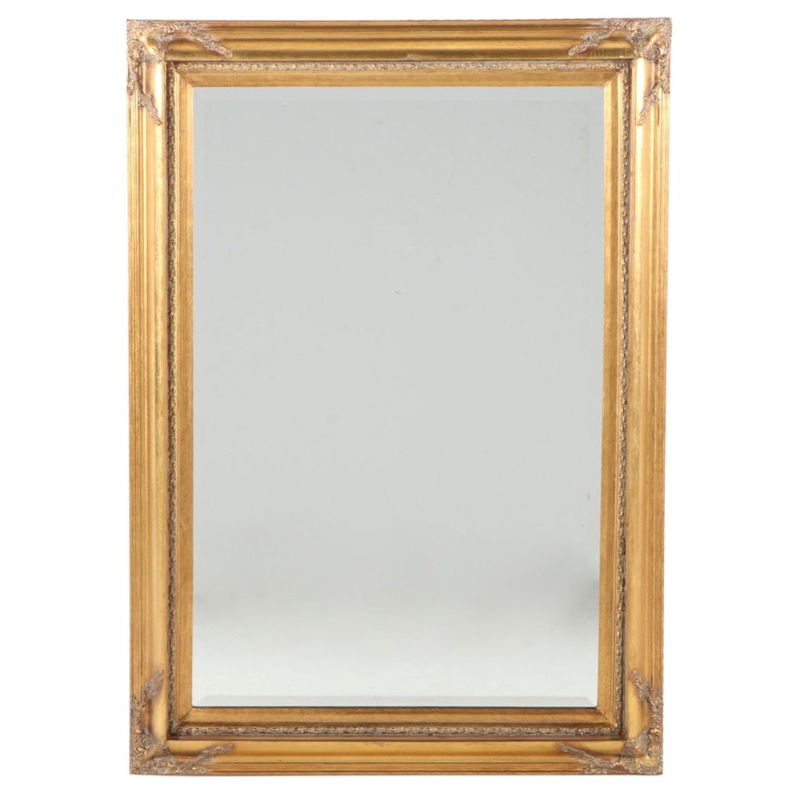 American Decor Contemporary Giltwood Framed Beveled Glass Wall Mirror