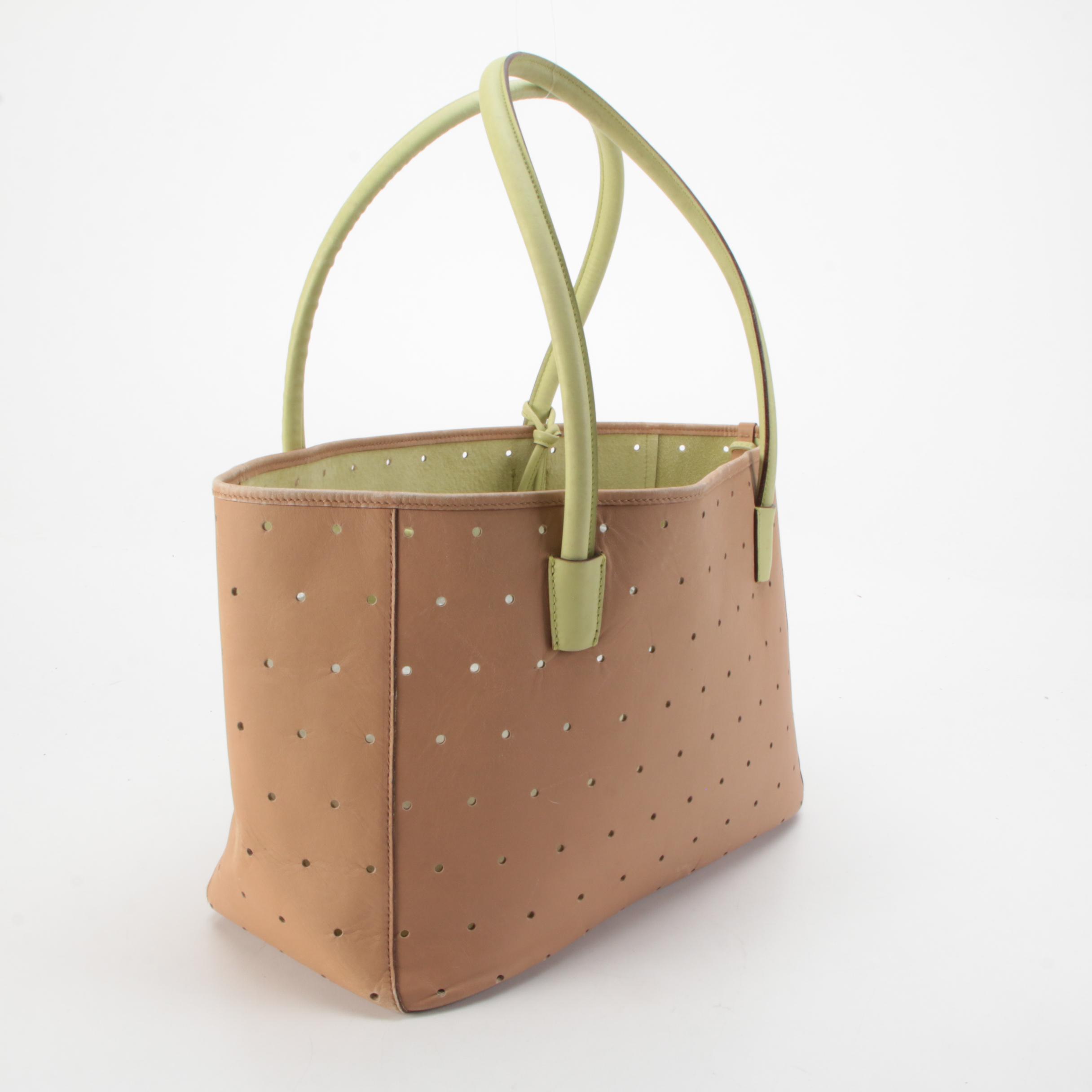 Bally Neisse Two-Tone Perforated Leather Tote Bag