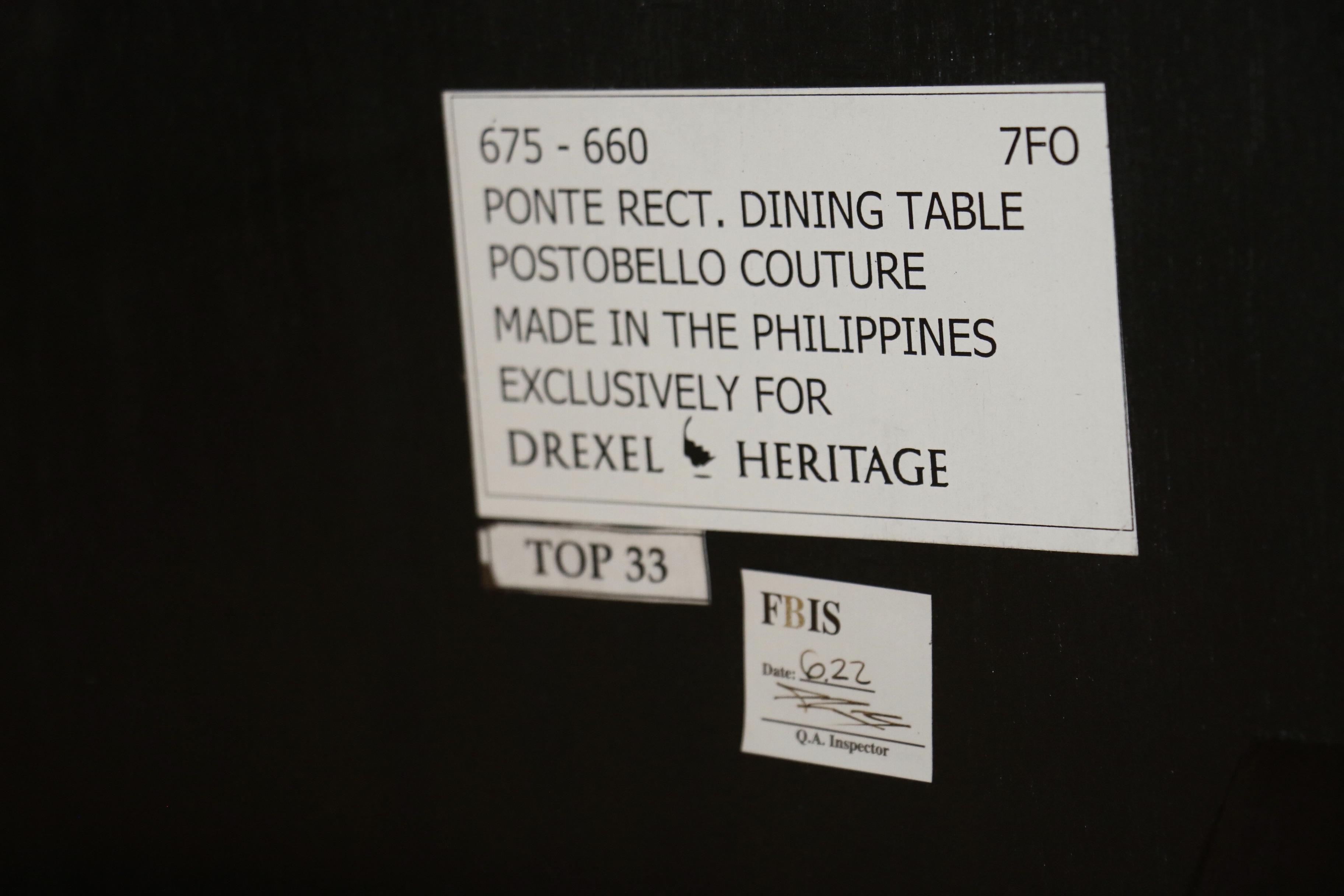 Drexel-Heritage Postobello "Ponte" Black Dining Table and Chairs