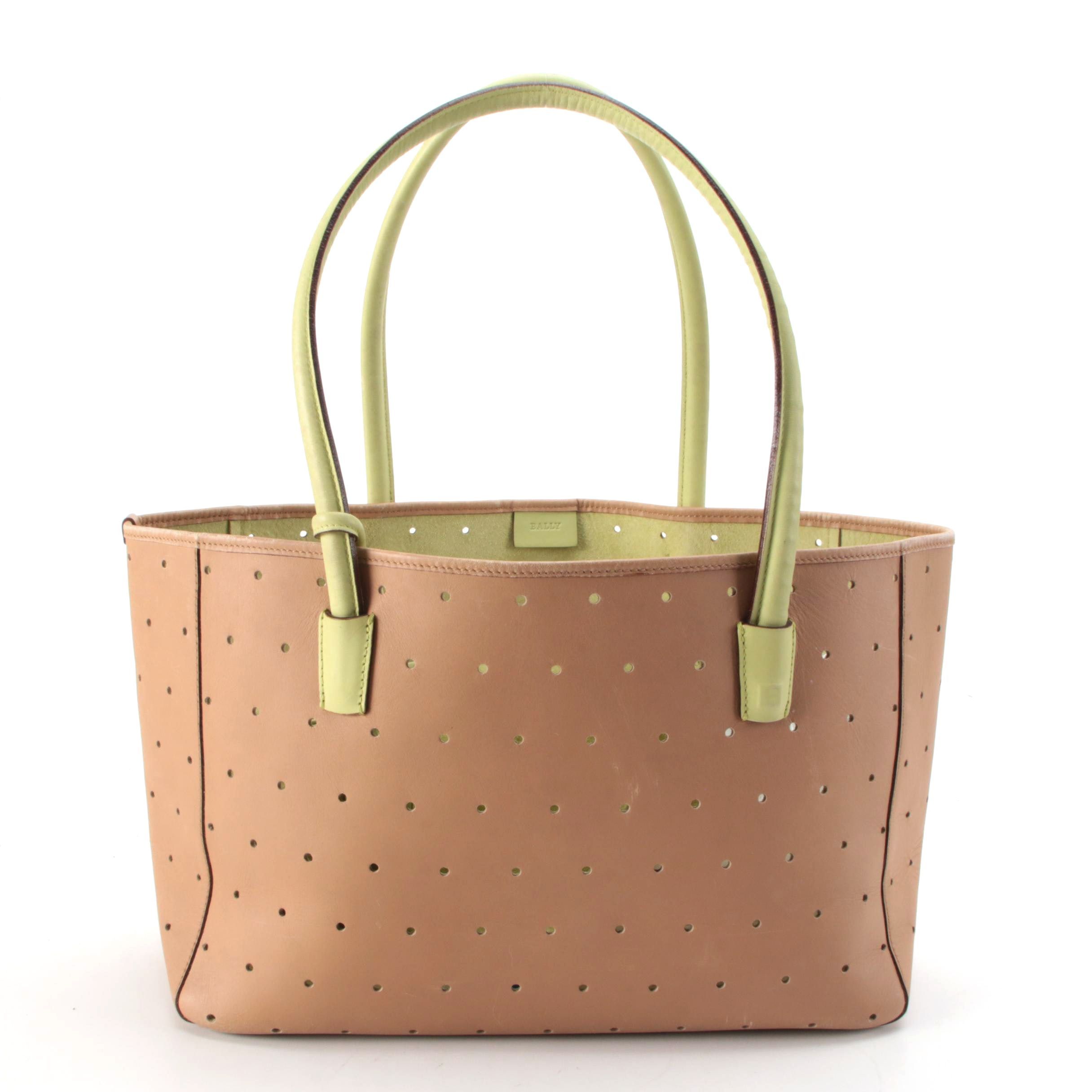 Bally Neisse Two-Tone Perforated Leather Tote Bag