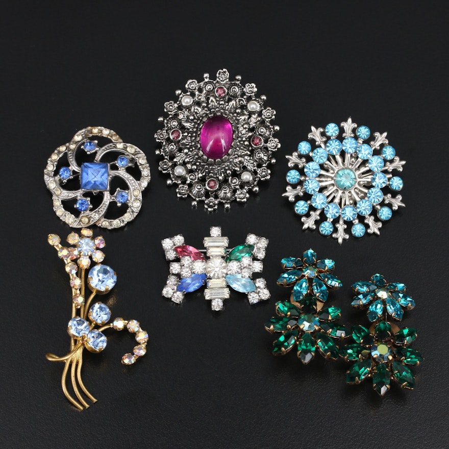 Vintage Jewelry Including Austrian Crystal Earrings, Glass and Faux Pearls
