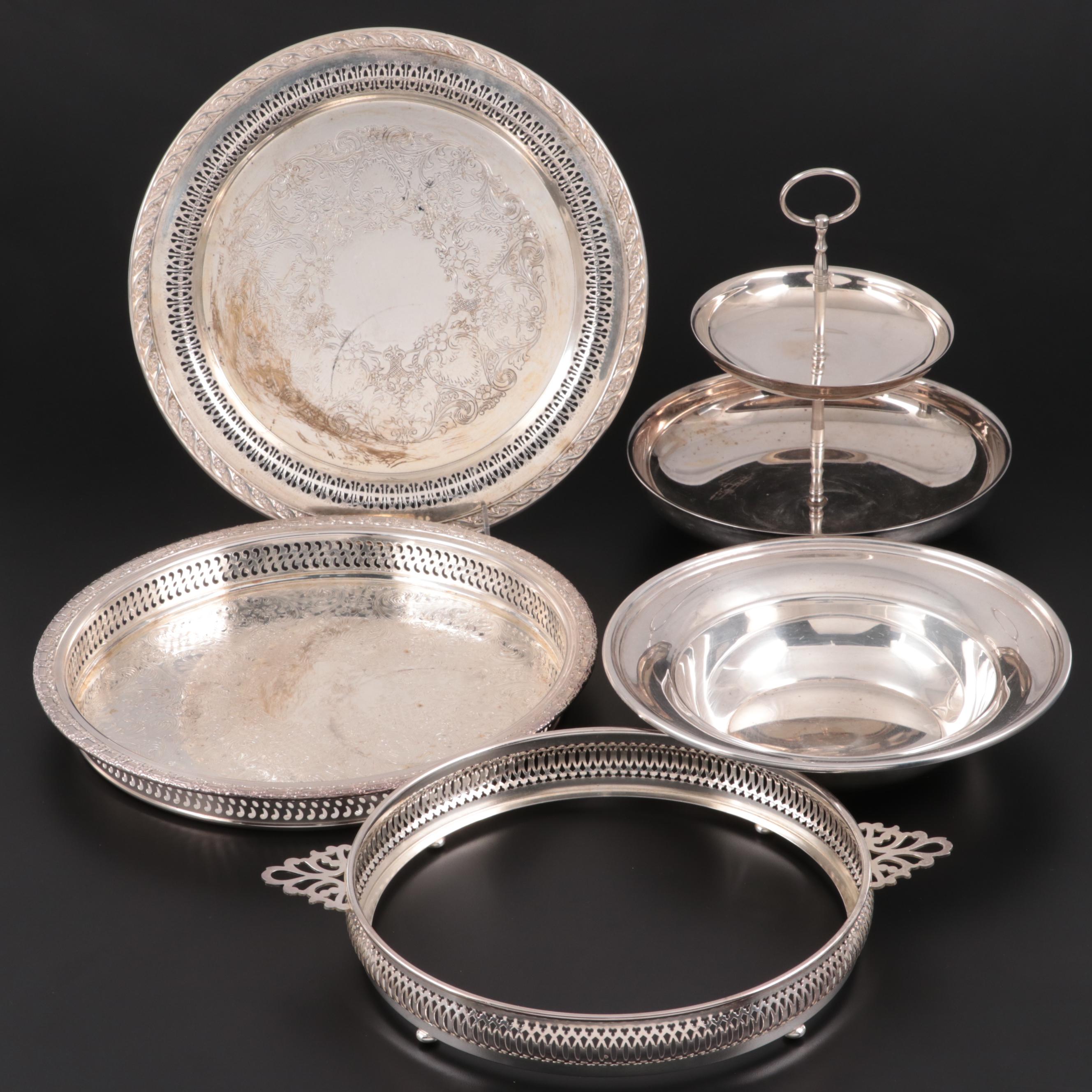 Wm. Rogers and Sons "Spring Flower" and Other Silver Plate Serving Pieces