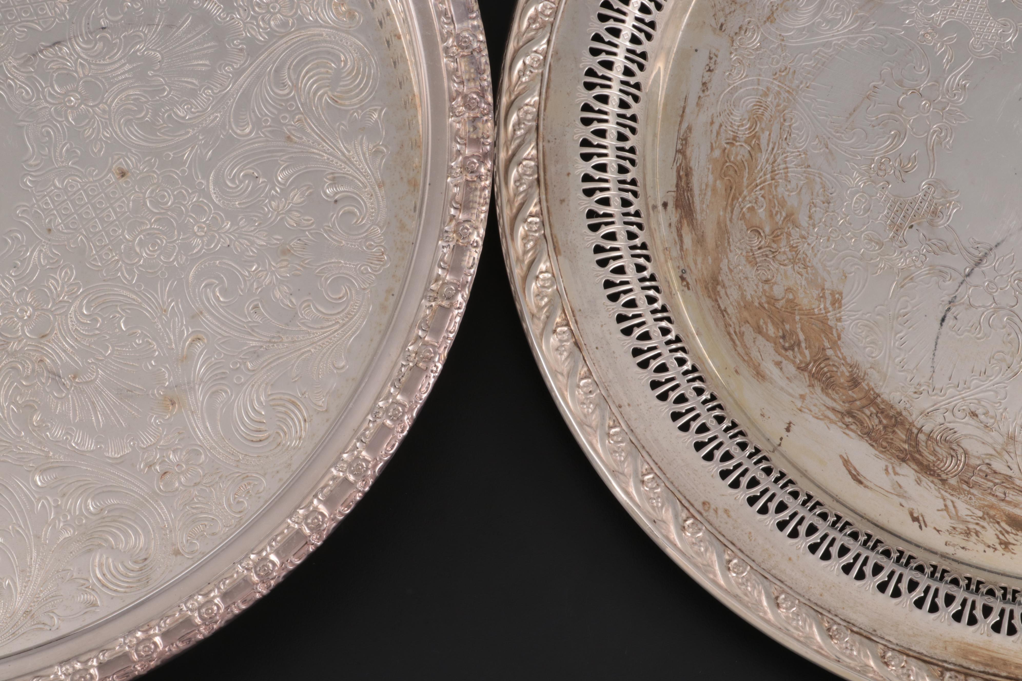 Wm. Rogers and Sons "Spring Flower" and Other Silver Plate Serving Pieces