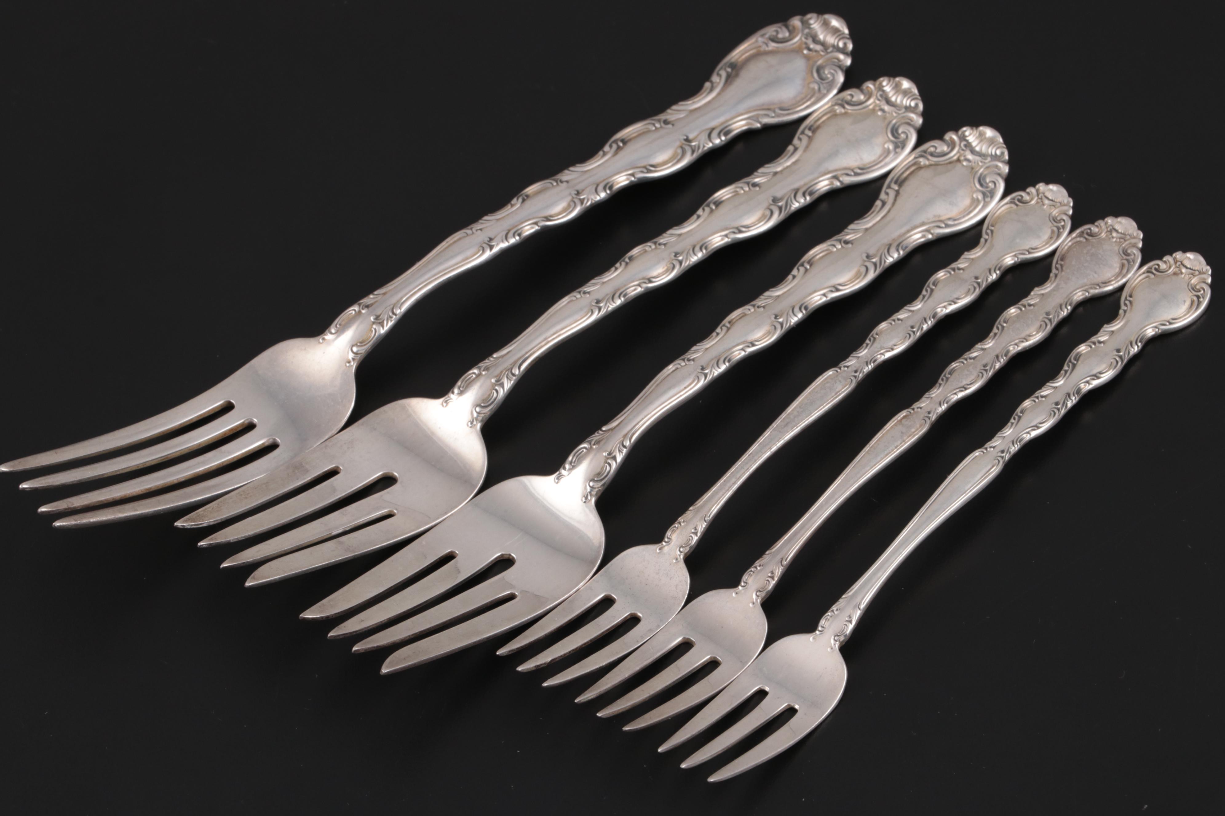 Alvin "French Scroll" Sterling Silver Flatware, Mid to Late 20th Century