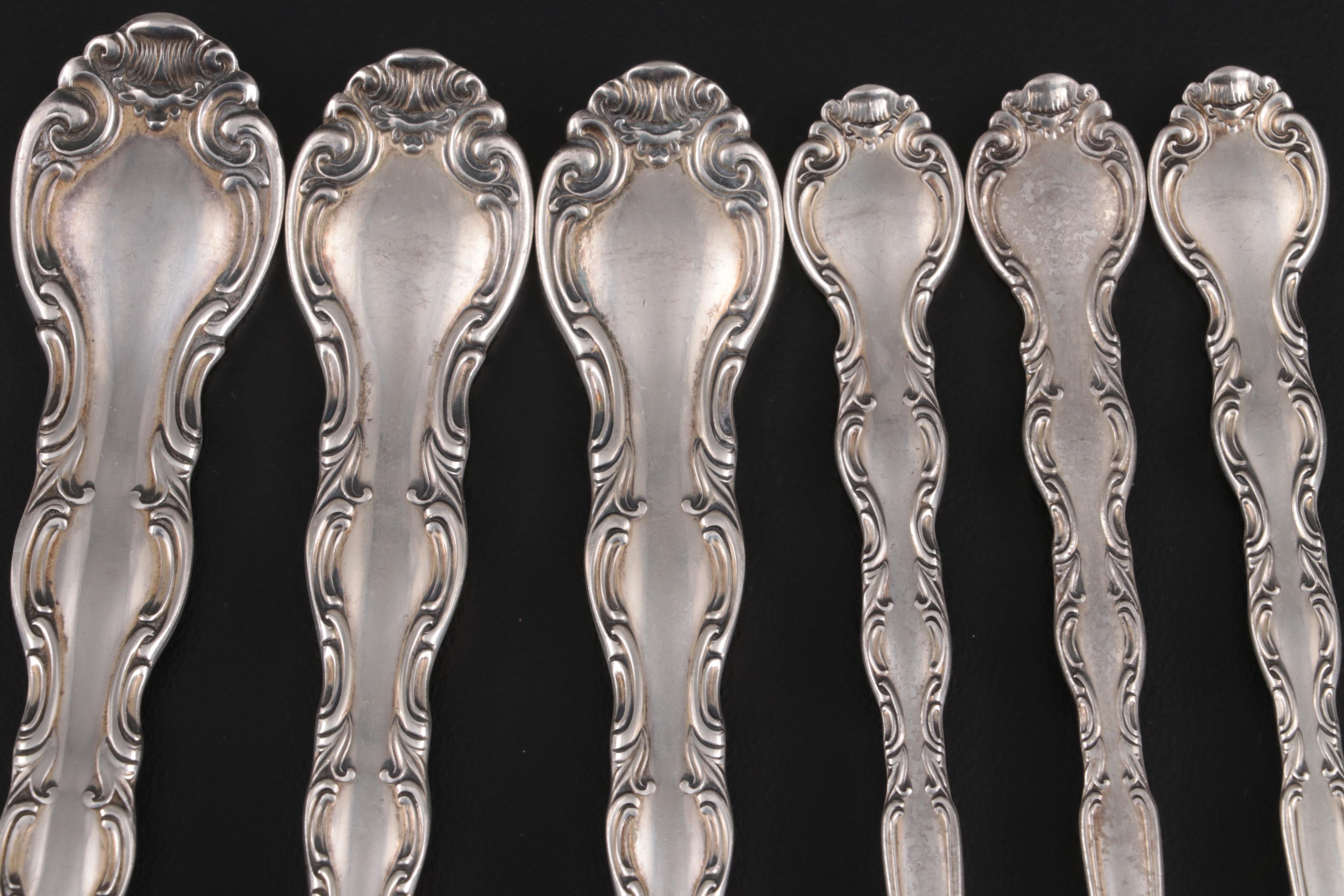 Alvin "French Scroll" Sterling Silver Flatware, Mid to Late 20th Century