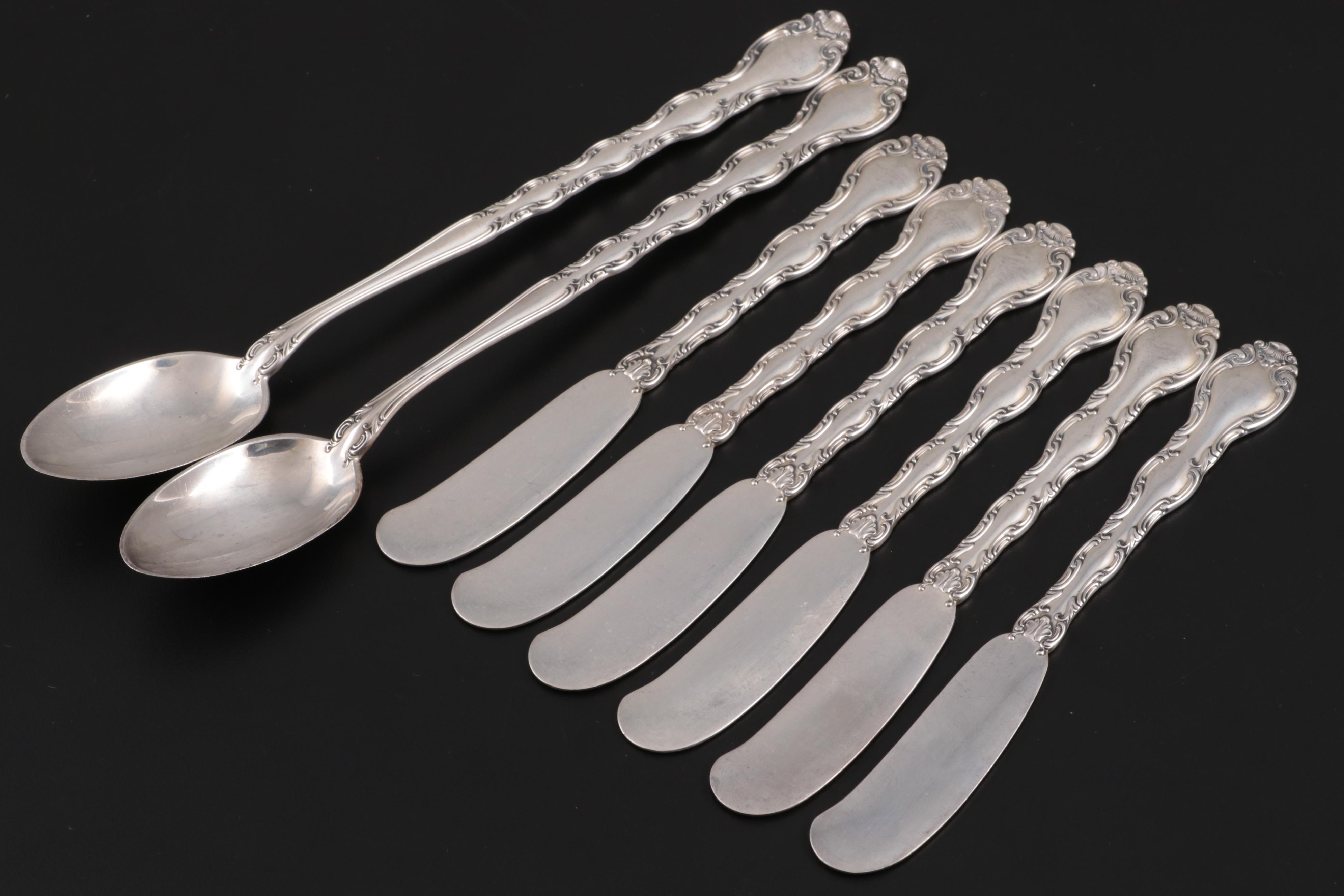 Alvin "French Scroll" Sterling Silver Flatware, Mid to Late 20th Century