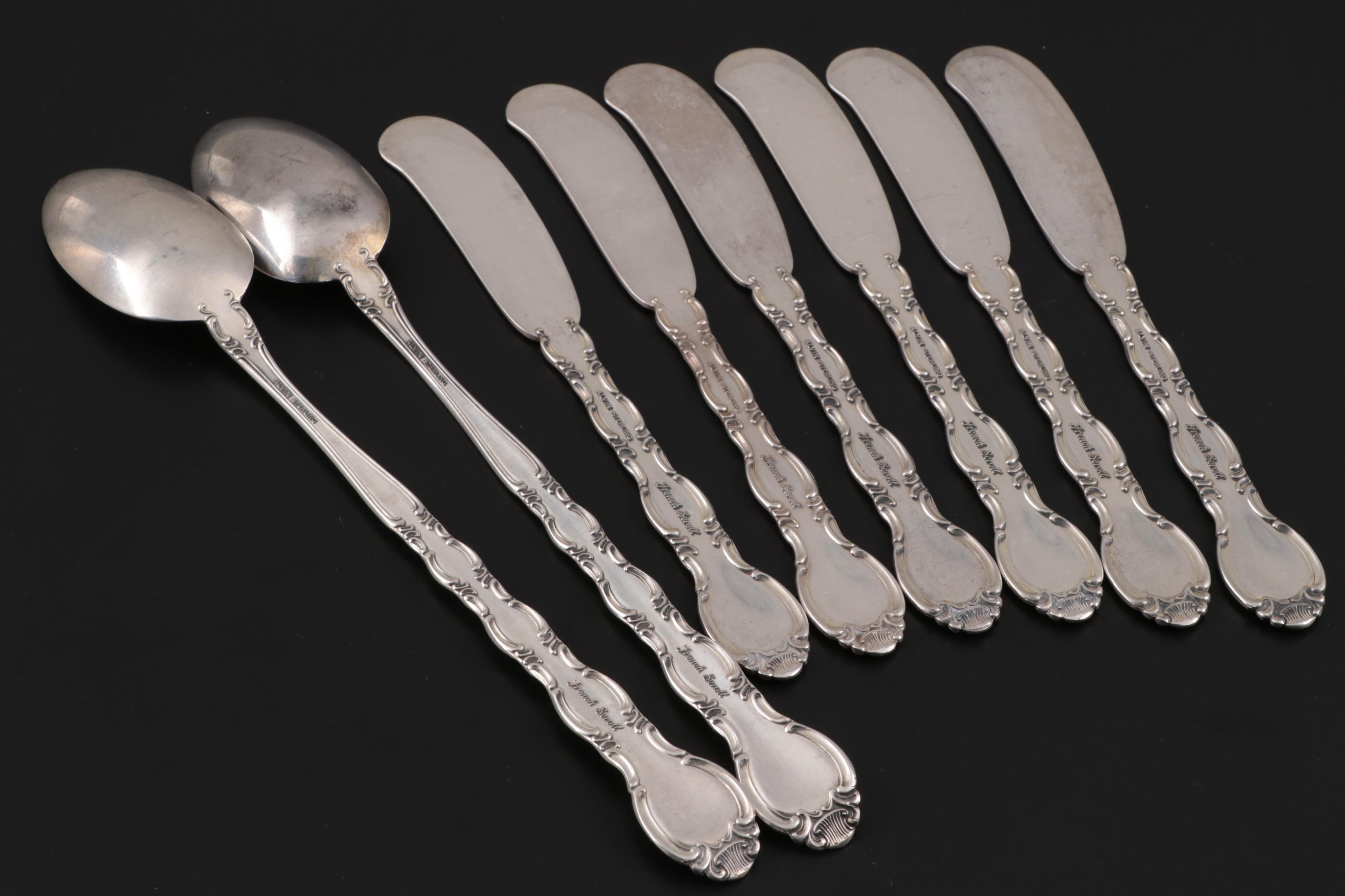 Alvin "French Scroll" Sterling Silver Flatware, Mid to Late 20th Century