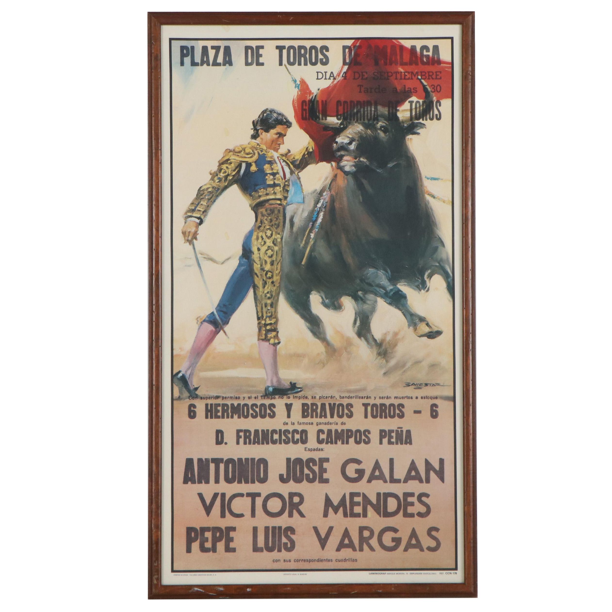 "Plaza de Toros de Malaga" Spanish Bullfighting Poster after Vicenç Balllestar
