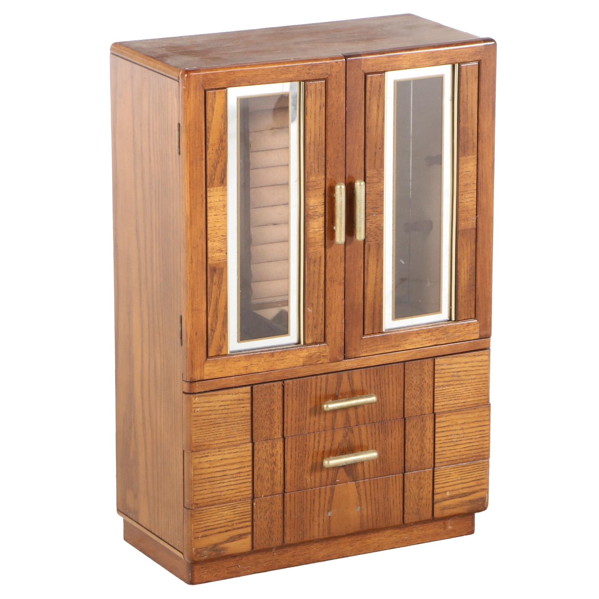Oak Tabletop Jewelry Armoire, Late 20th Century