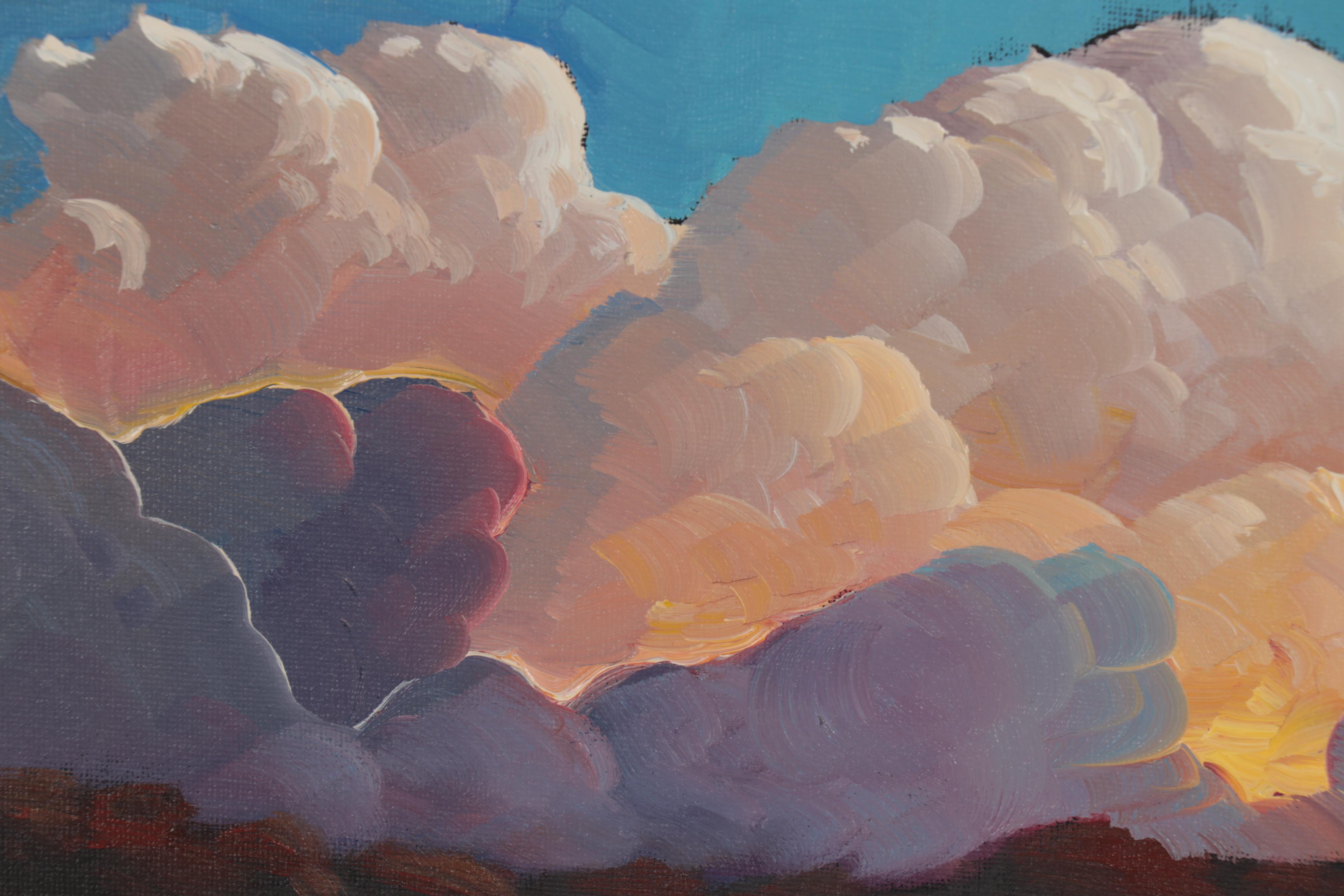 William Hawkins Landscape Oil Painting of Pink Clouds, 21st Century