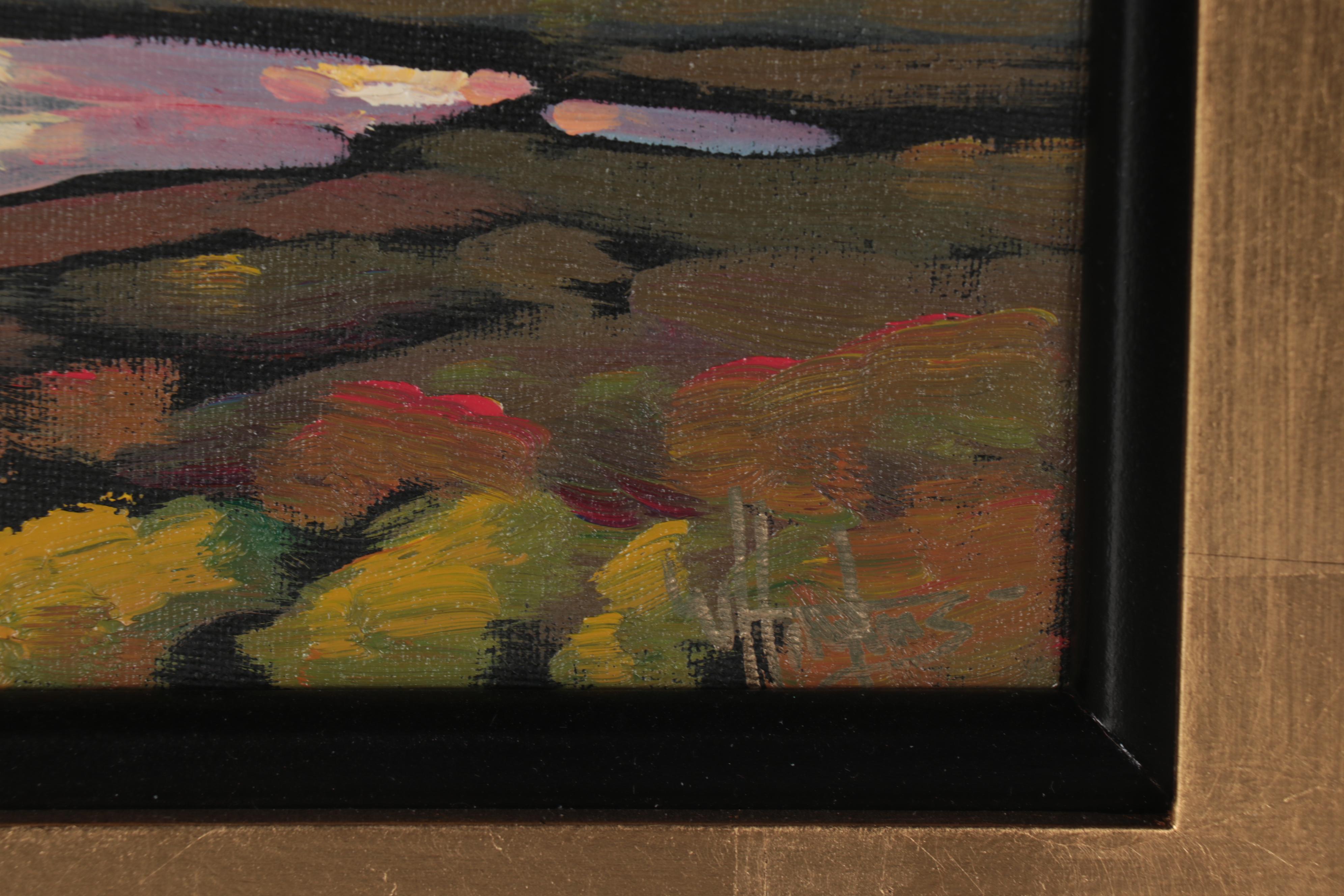 William Hawkins Landscape Oil Painting of Pink Clouds, 21st Century