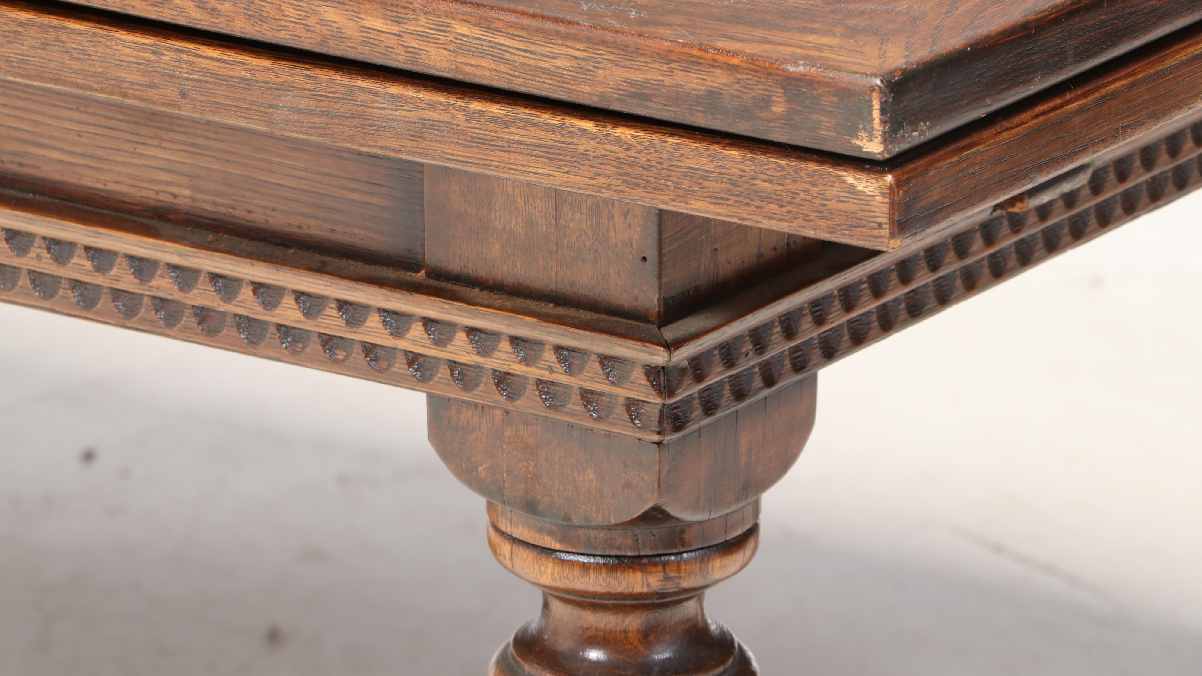 Eleven-Piece Jacobean Style Carved Oak Dining Set, Early 20th Century