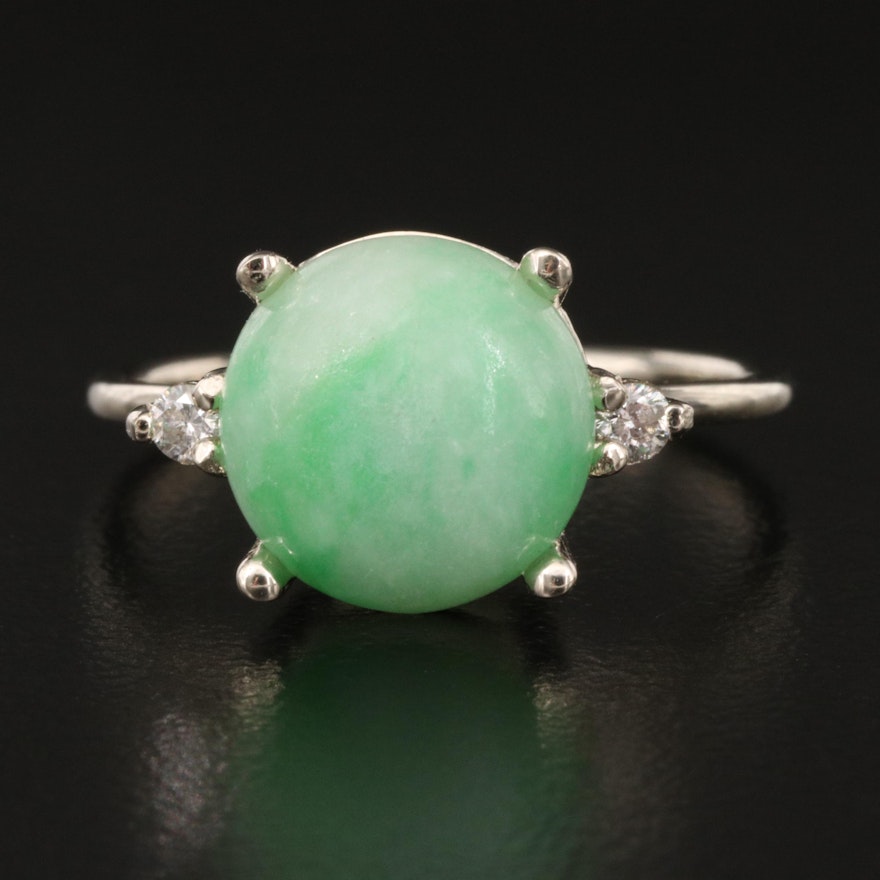 14K Jadeite and DIamond Ring