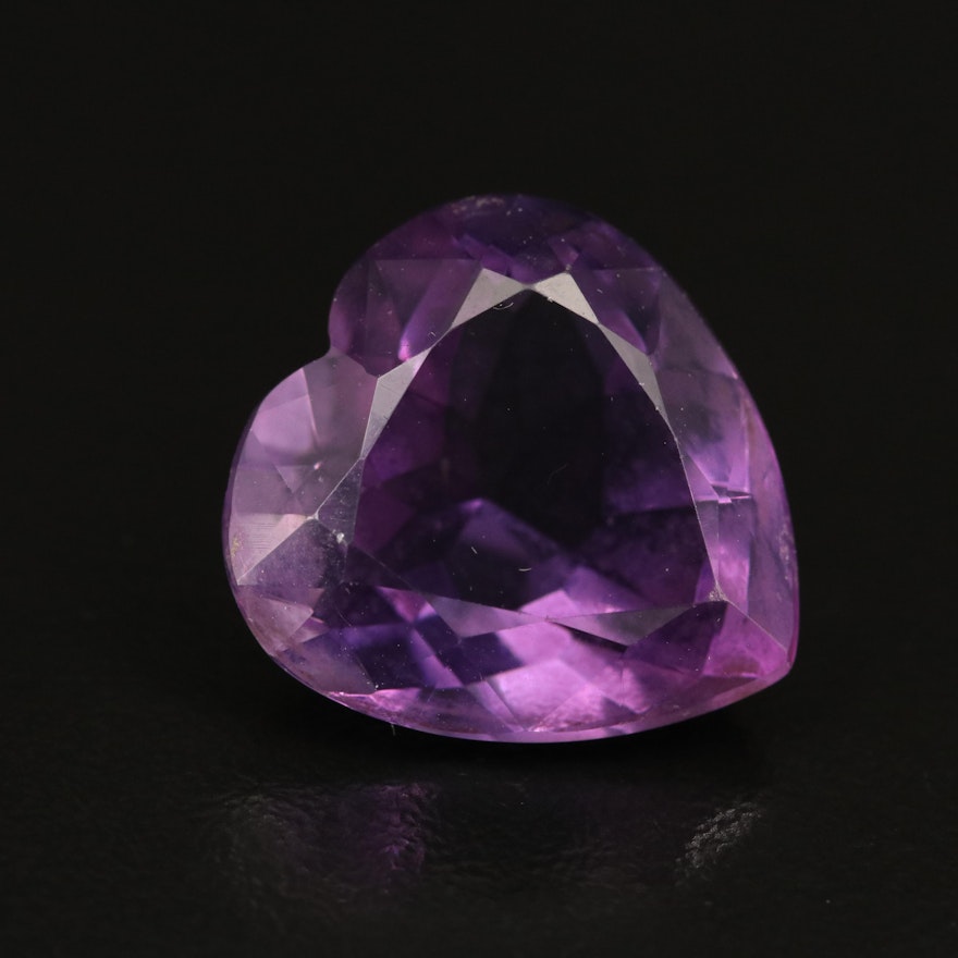 Loose 13.49 CT Heart Faceted Amethyst