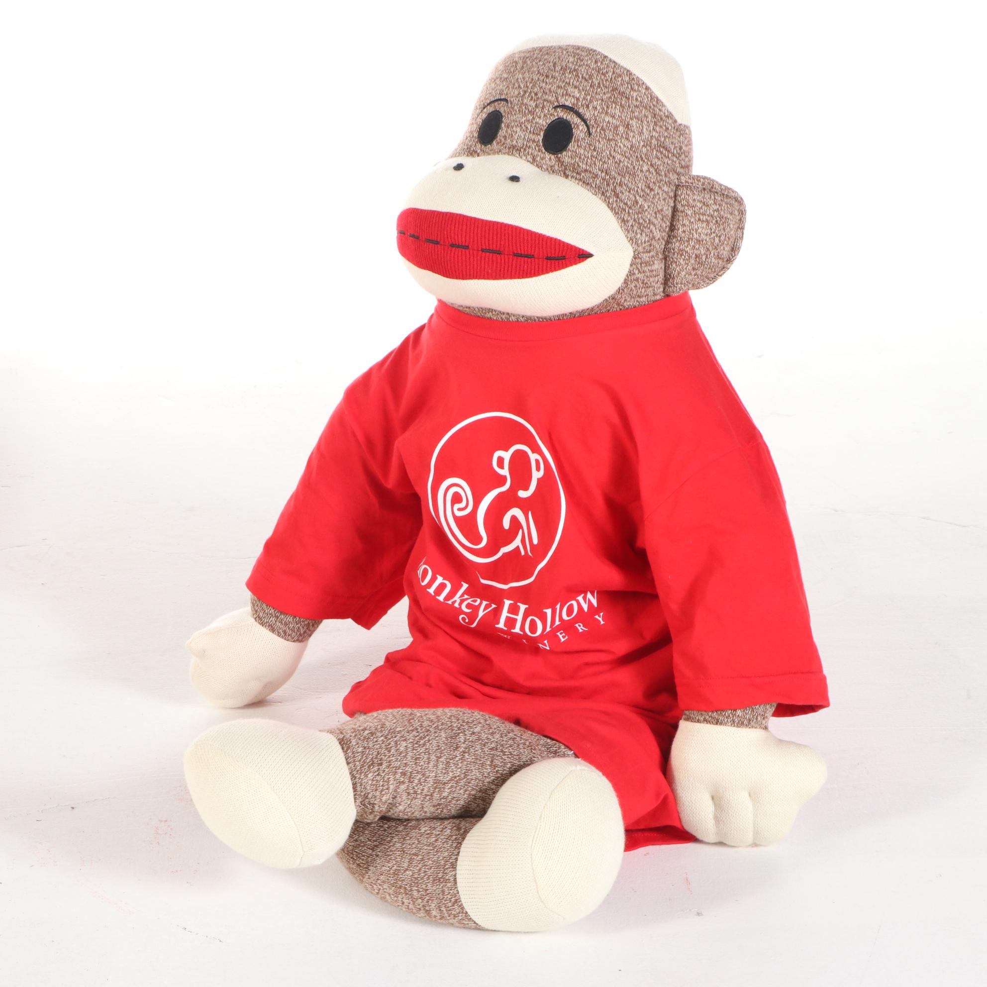 Monkey Hollow Winery Painted Cornhole Game and Oversized Sock Monkey