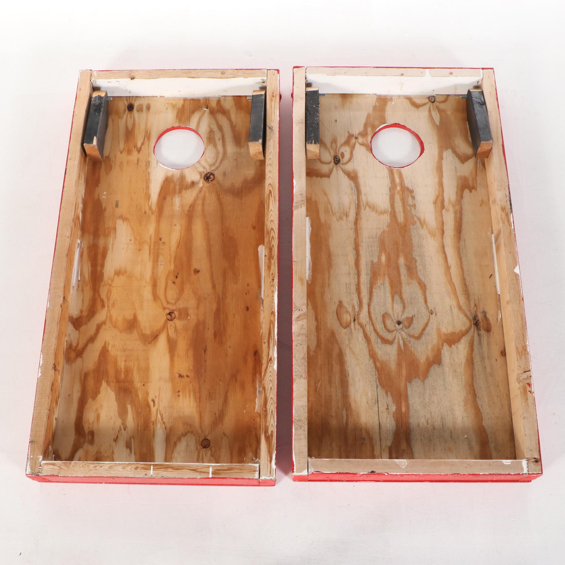 Monkey Hollow Winery Painted Cornhole Game and Oversized Sock Monkey