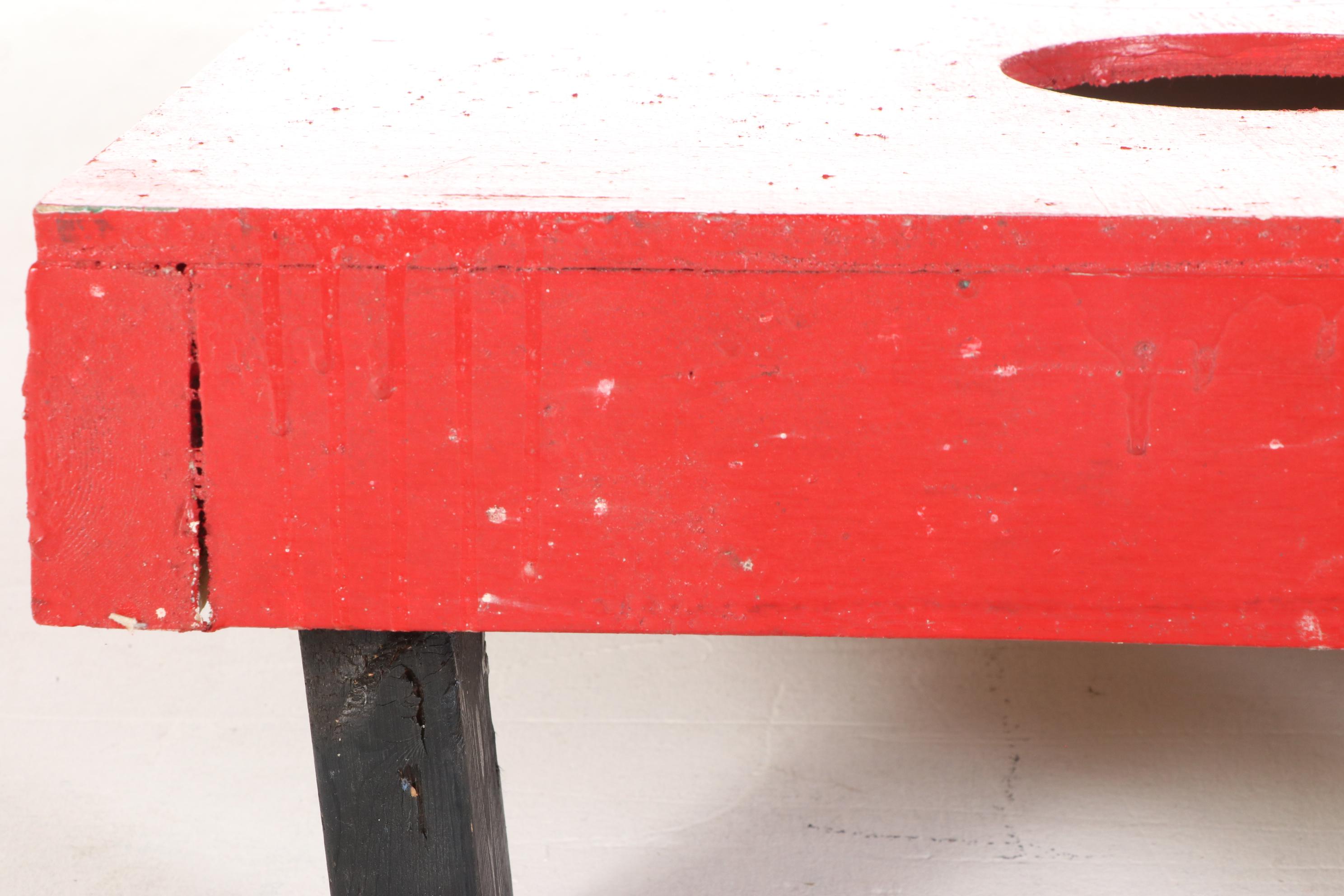 Monkey Hollow Winery Painted Cornhole Game and Oversized Sock Monkey