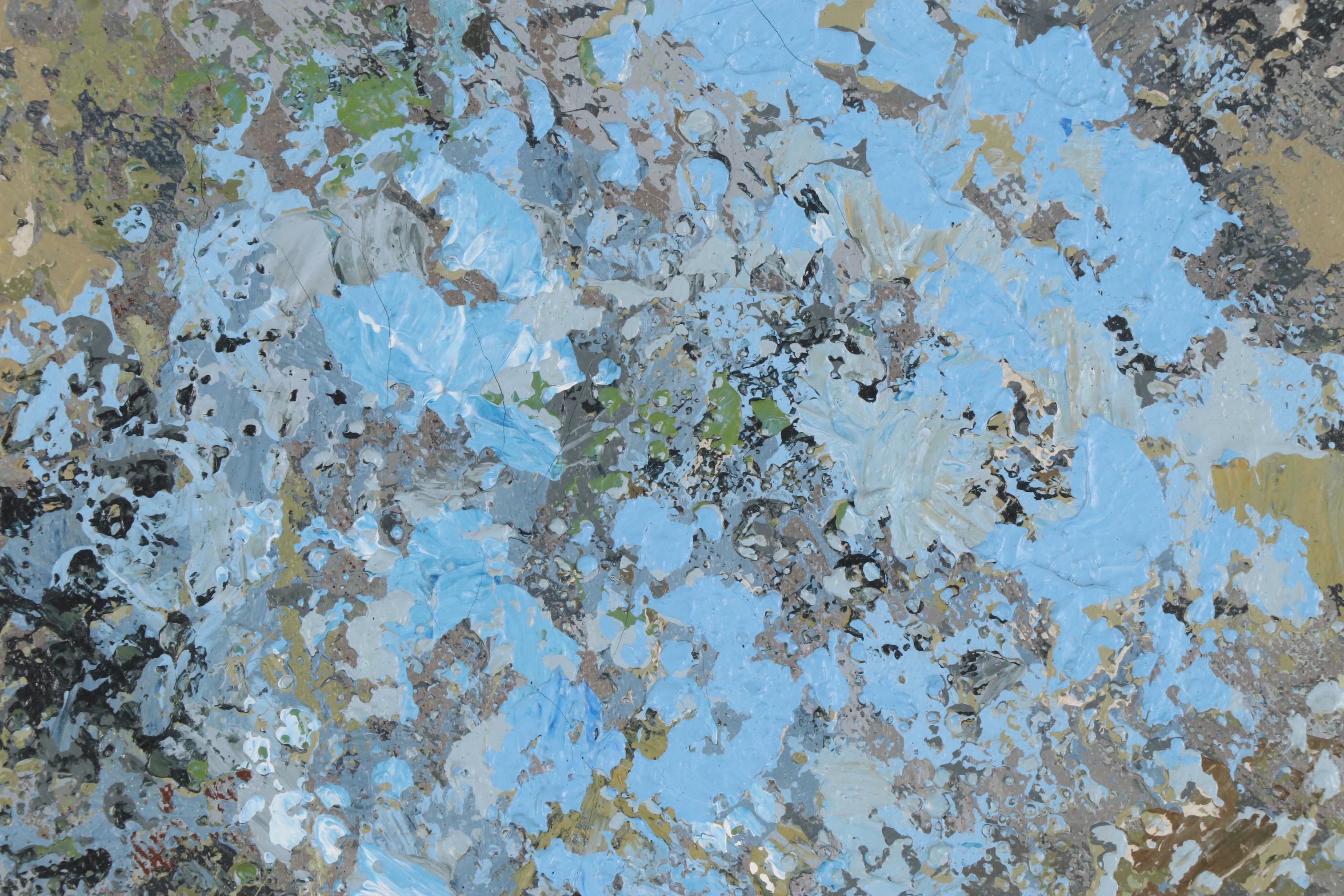 William Tacke Impressionist Style Oil Painting of Still Life With Blue Flowers