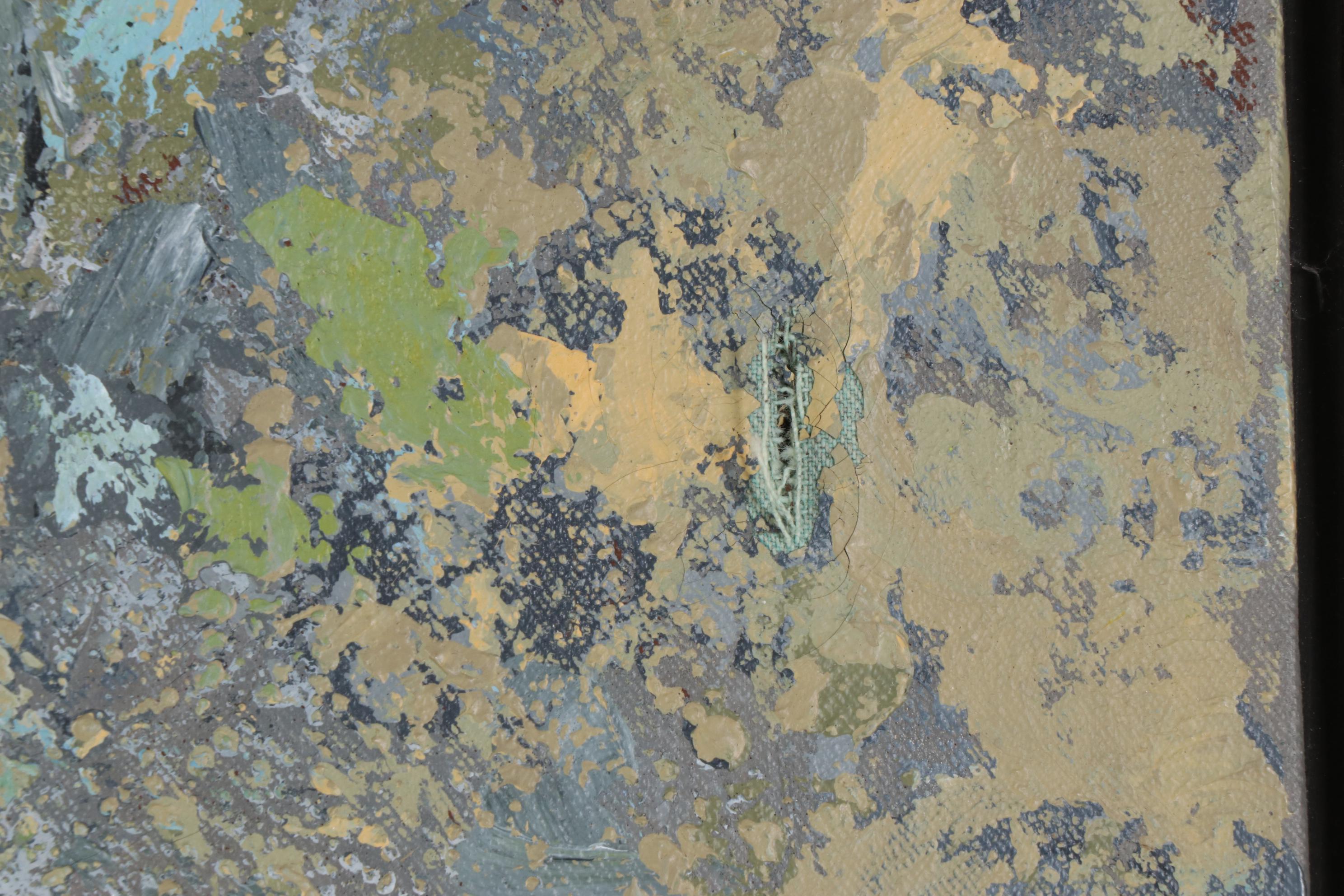 William Tacke Impressionist Style Oil Painting of Still Life With Blue Flowers