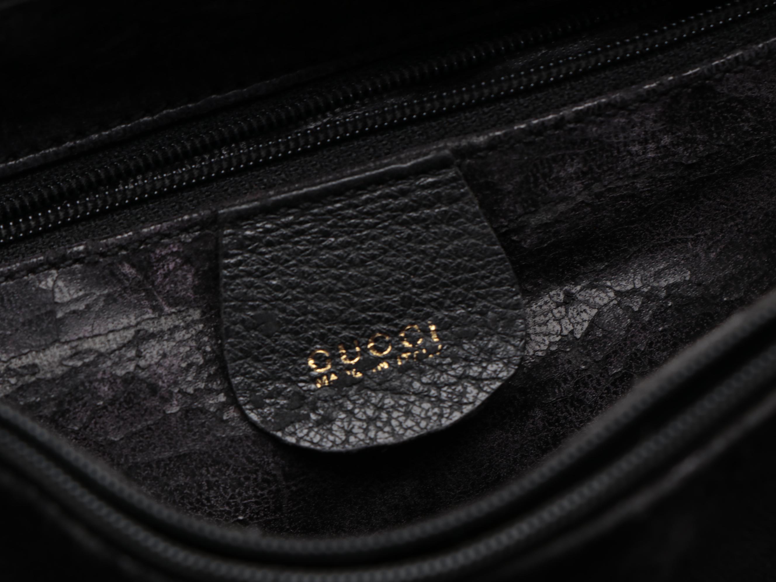 Gucci Bamboo Diana Tote Bag in Black Suede and Leather