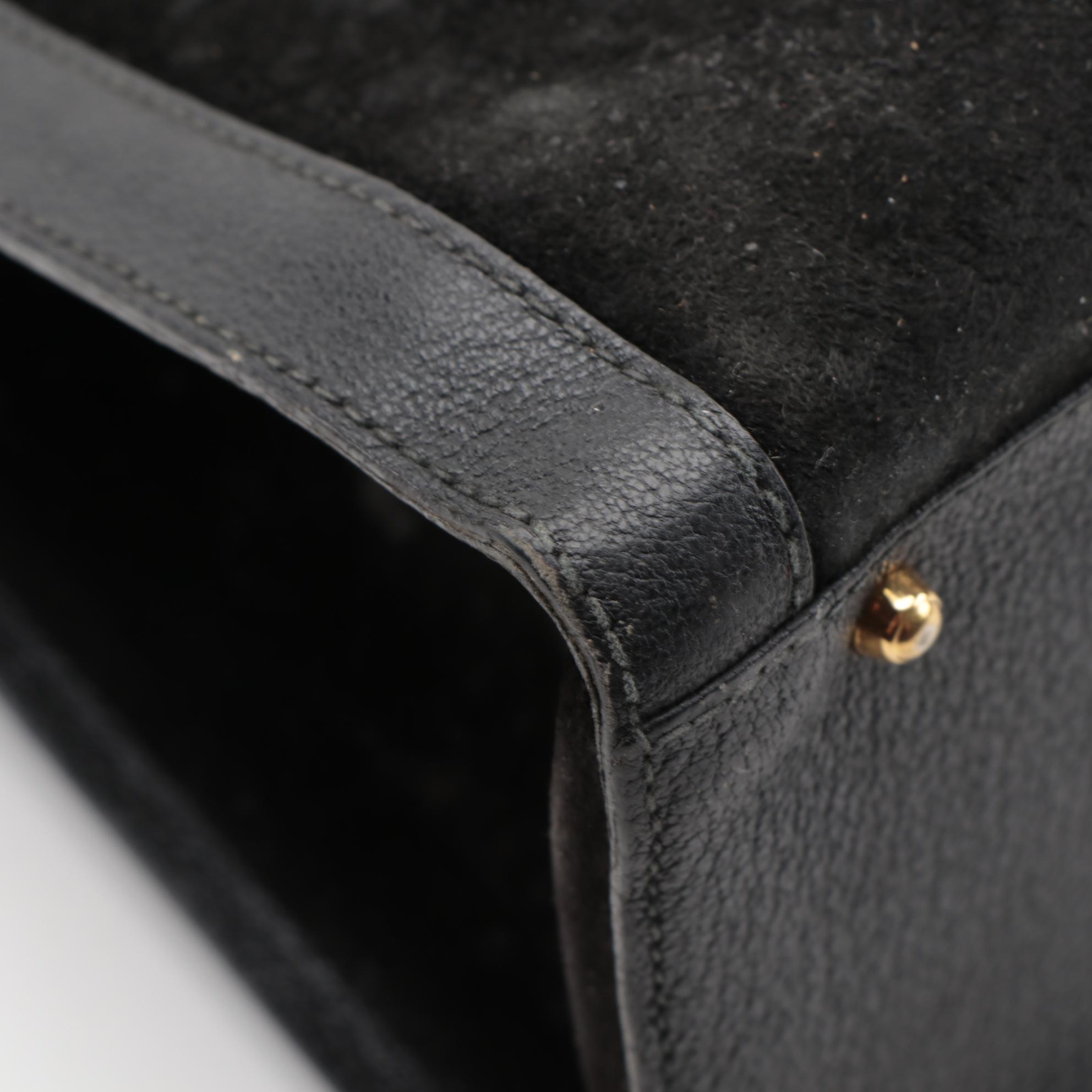 Gucci Bamboo Diana Tote Bag in Black Suede and Leather