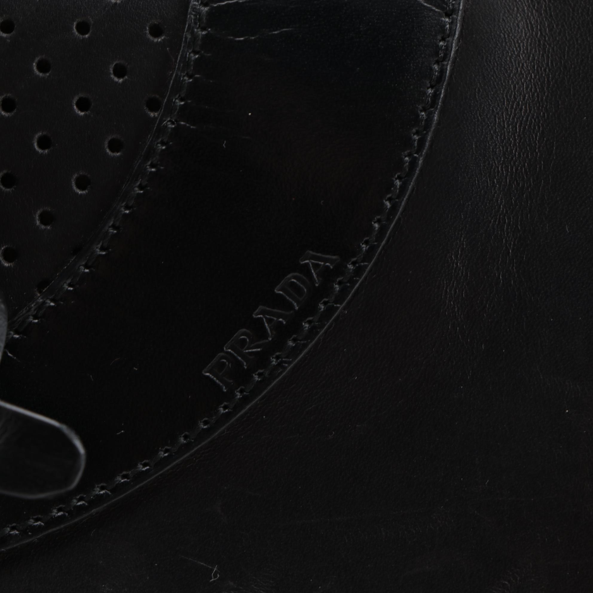 Prada Vitello Drive Perforated Bowler Bag in Black Leather