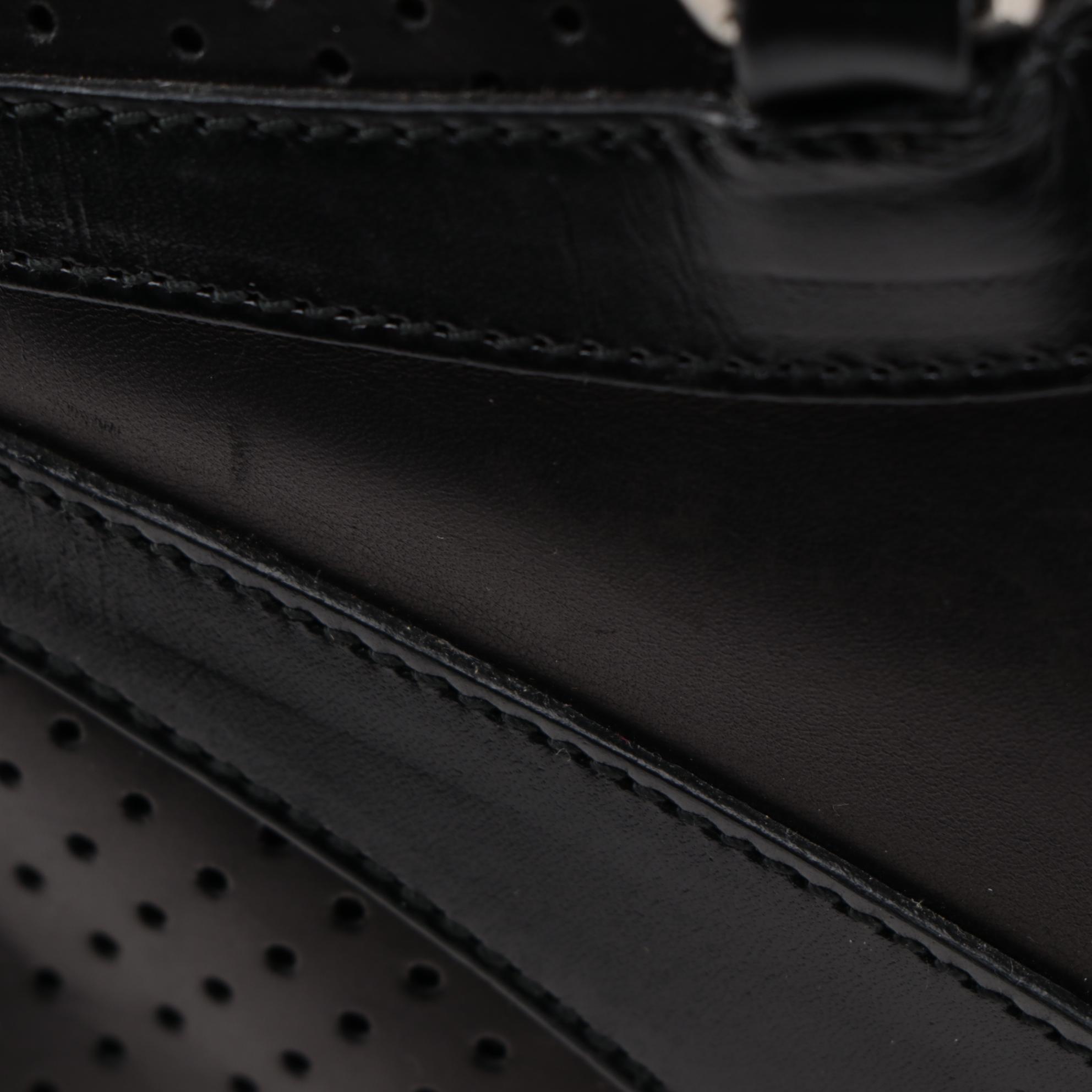 Prada Vitello Drive Perforated Bowler Bag in Black Leather