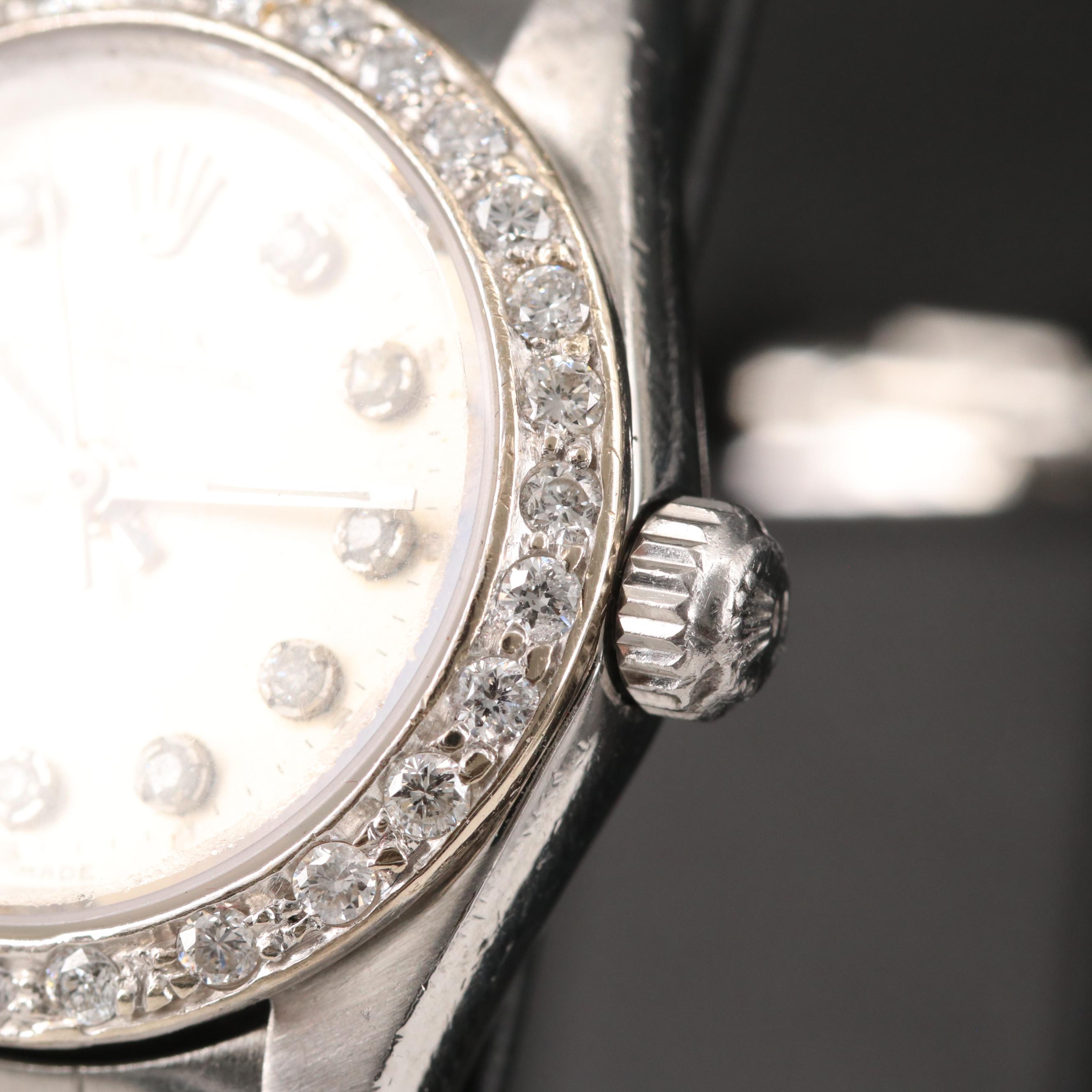 2002 Rolex Oyster Perpetual Watch with Diamond Dial and Bezel