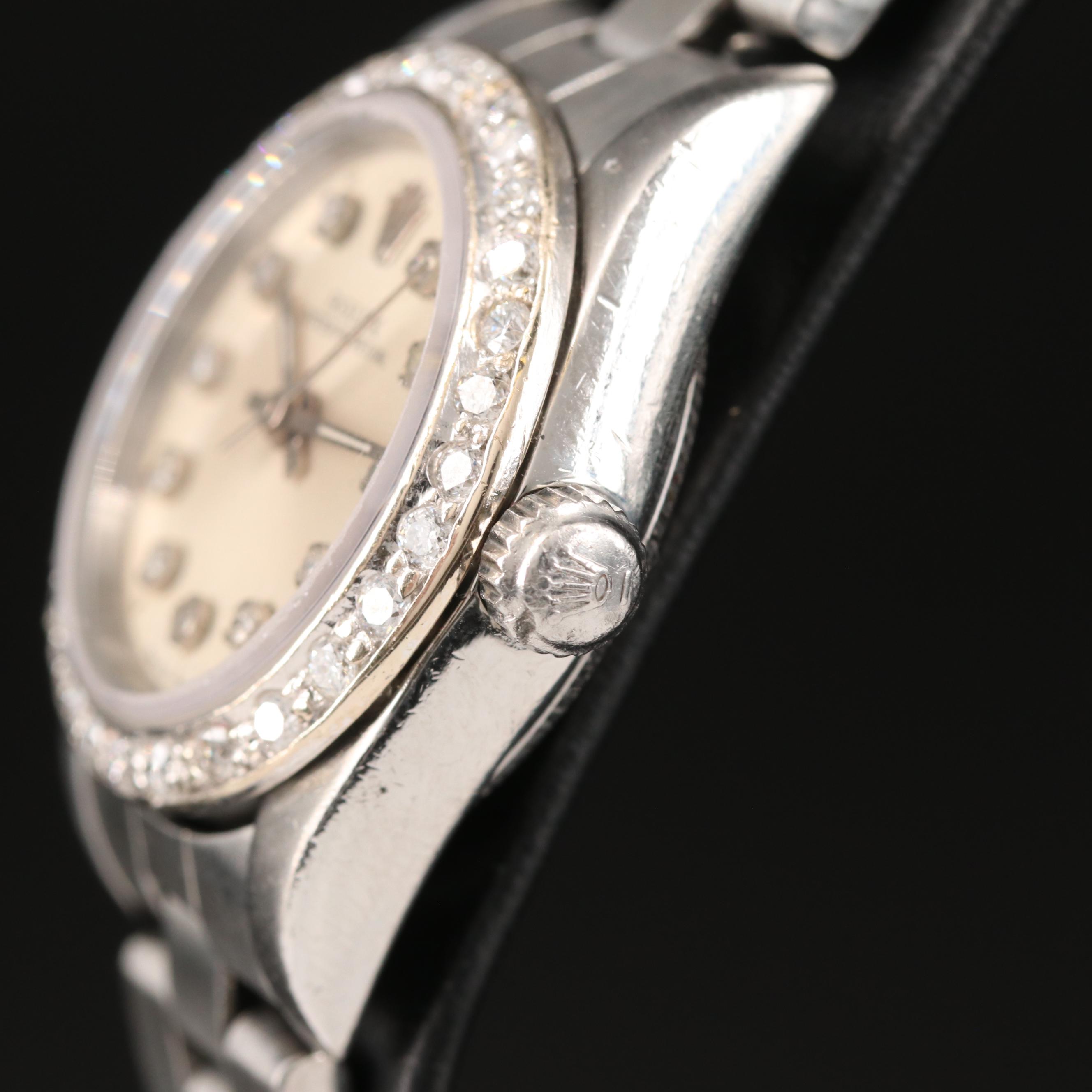 2002 Rolex Oyster Perpetual Watch with Diamond Dial and Bezel