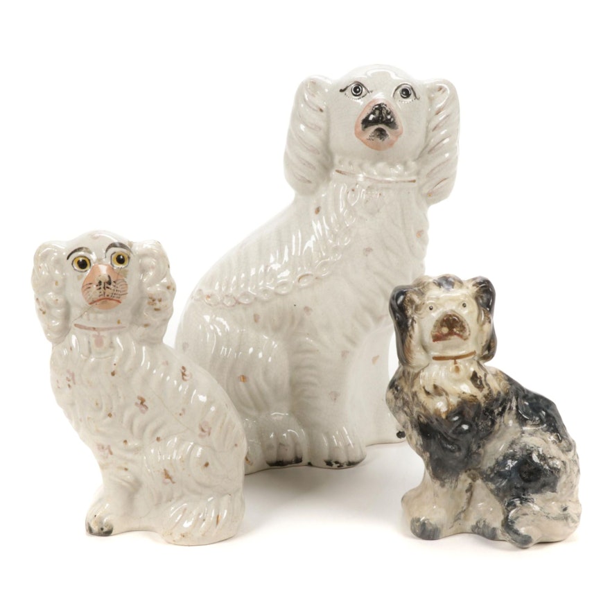 Staffordshire Ceramic Dog Figurines, Late 19th to Early 20th Century