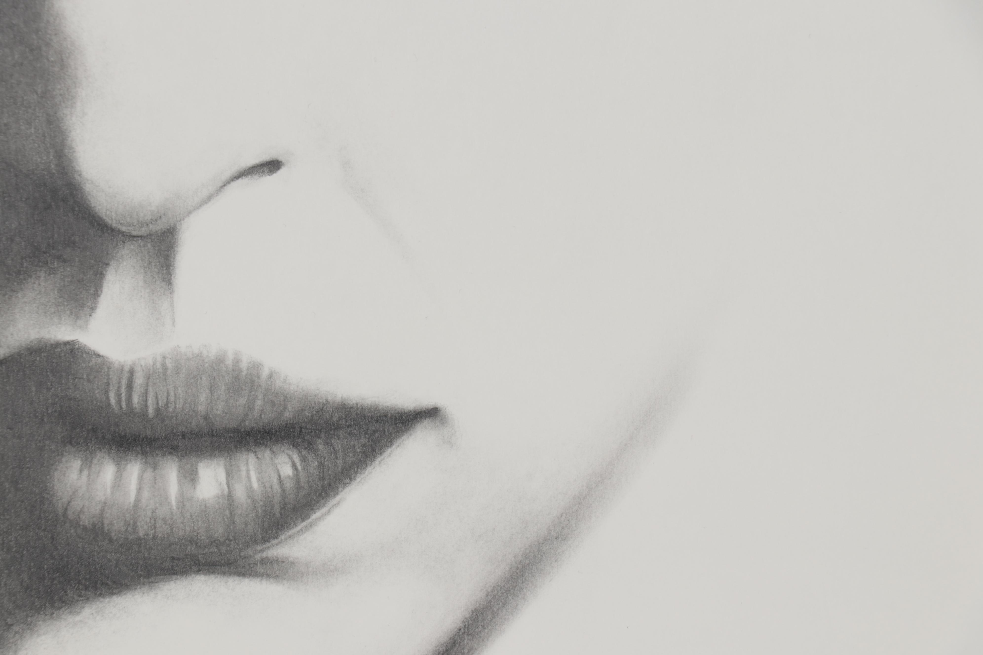 Graphite Half Portrait Drawing, 21st Century