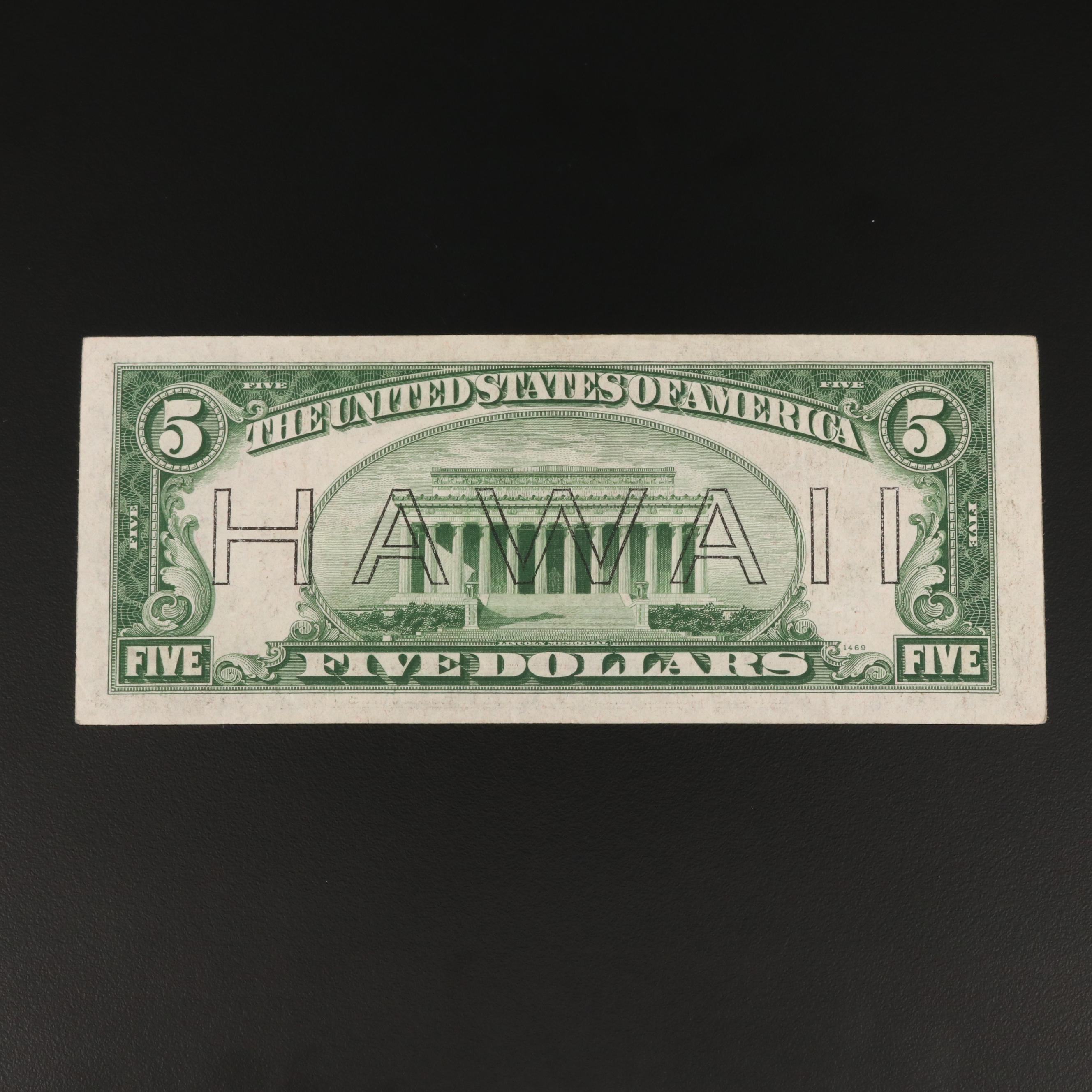 Series 1934A "Hawaii Overprint" $5 Federal Reserve Note