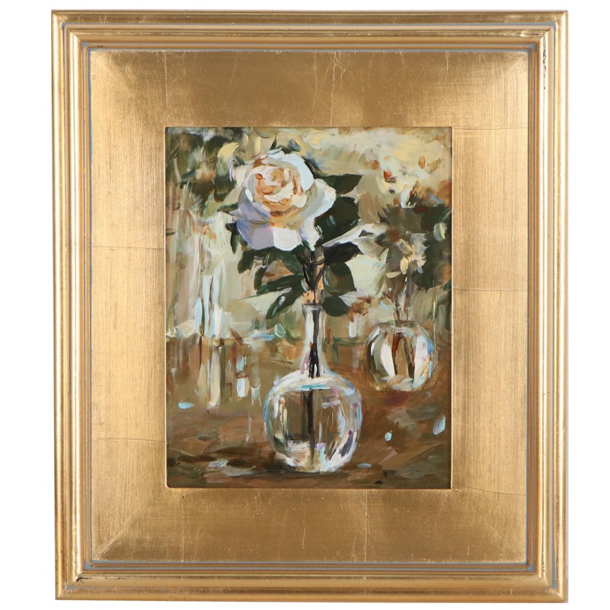 Adam Deda Oil Painting "White Rose," 2020